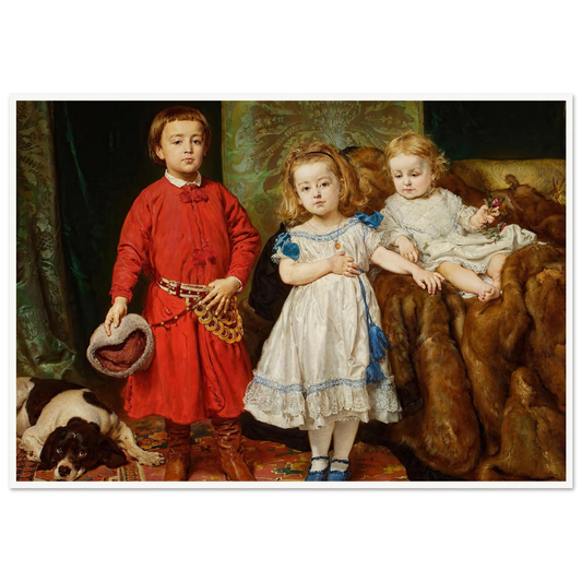 Portrait of artist’s three children, Tadeusz, Helena and Beata (1870) Art Print | Jan Matejko - Framed Poster - 30x40 cm / 12x16″ - Black frame