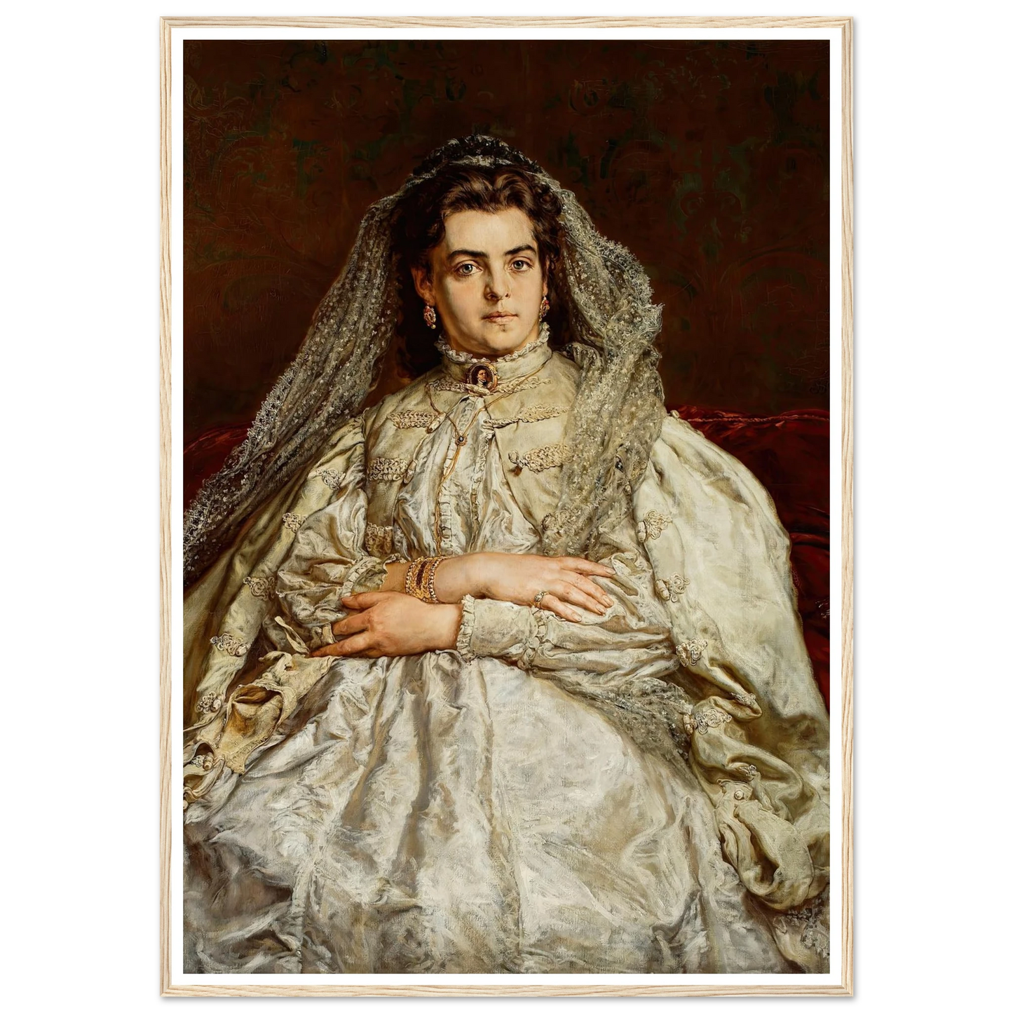 Portrait of artist’s wife, Teodora née Giebułtowska (1879) Art Print | Jan Matejko - Framed Poster - 30x40 cm / 12x16″ - Black frame