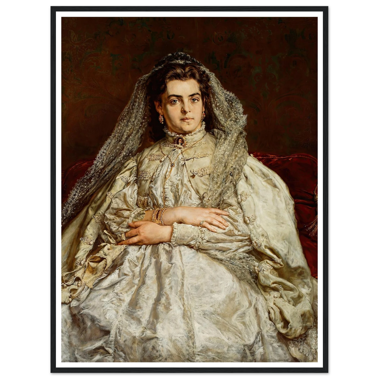 Portrait of artist’s wife, Teodora née Giebułtowska (1879) Art Print | Jan Matejko - Framed Poster - 30x40 cm / 12x16″ - Black frame
