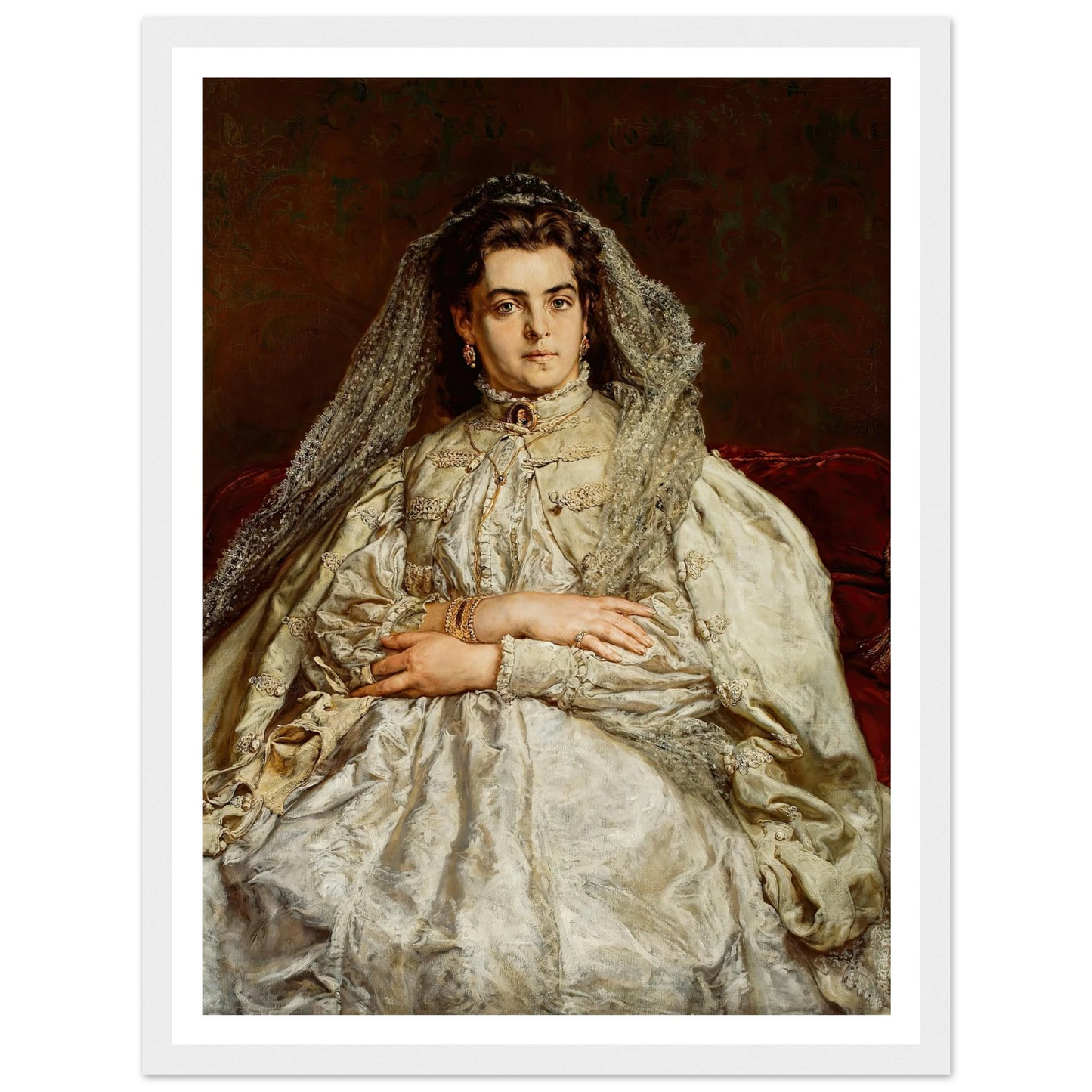 Portrait of artist’s wife, Teodora née Giebułtowska (1879) Art Print | Jan Matejko - Framed Poster - 30x40 cm / 12x16″ - Black frame