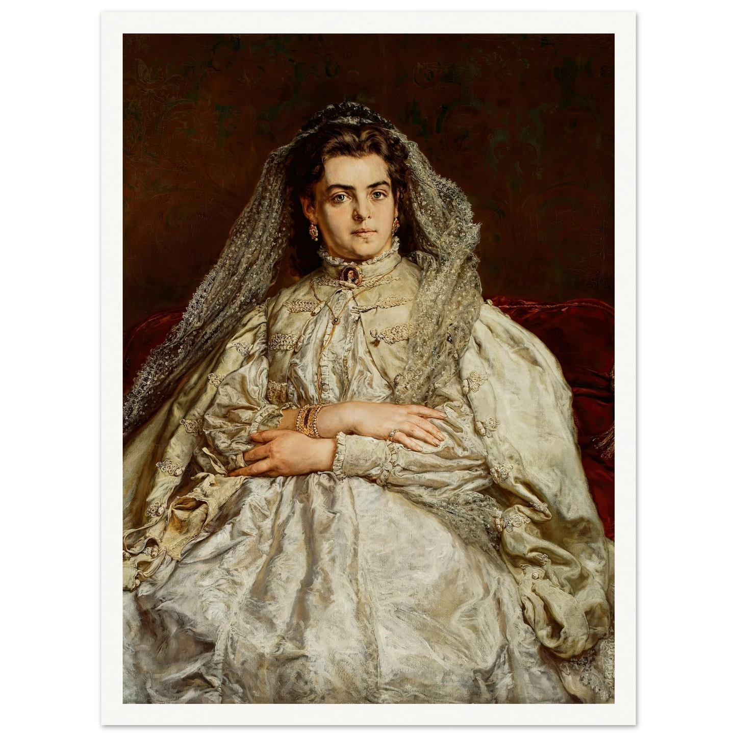 Portrait of artist’s wife, Teodora née Giebułtowska (1879) Art Print | Jan Matejko - Framed Poster - 30x40 cm / 12x16″ - Black frame