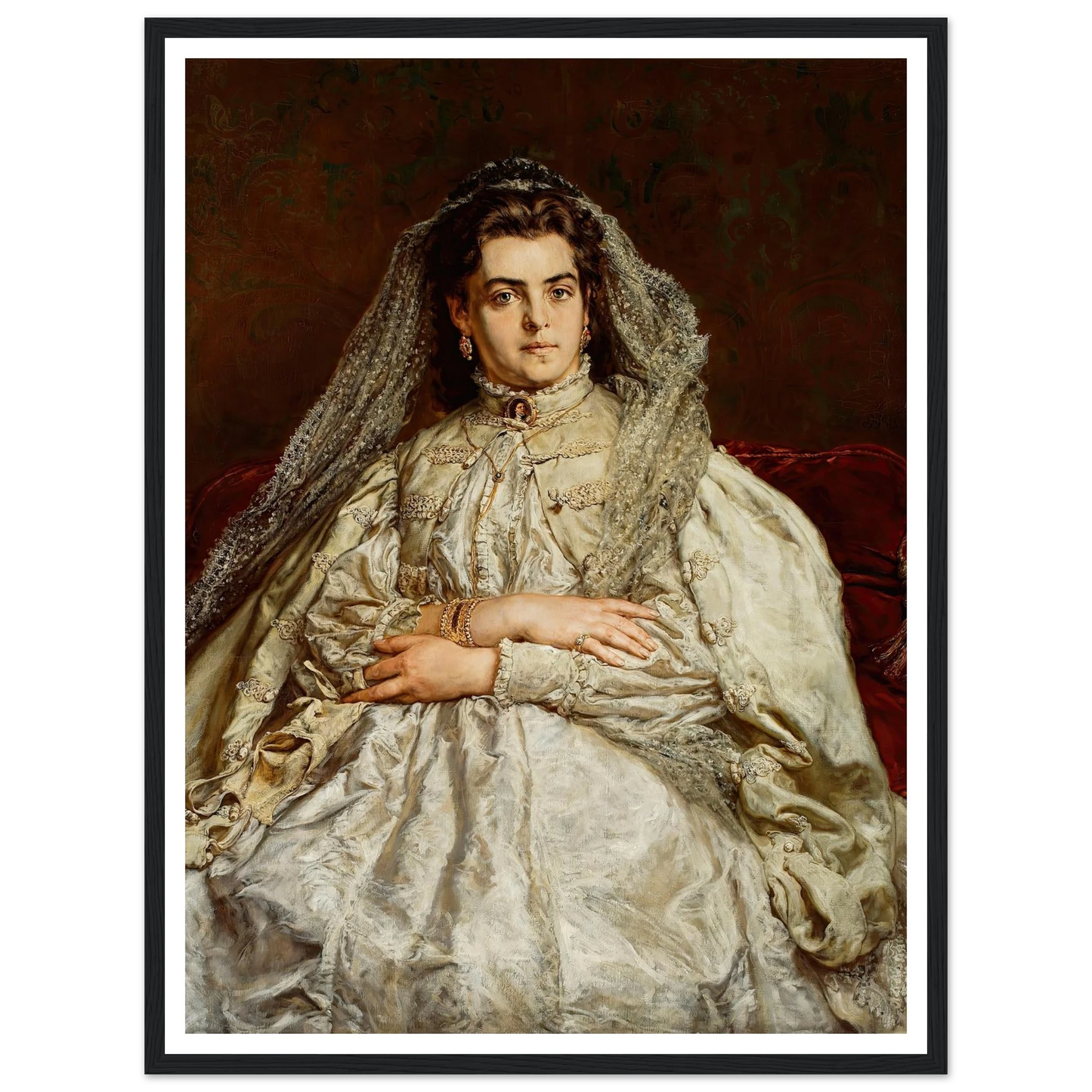 Portrait of artist’s wife, Teodora née Giebułtowska (1879) Art Print | Jan Matejko - Framed Poster - 30x40 cm / 12x16″ - Black frame