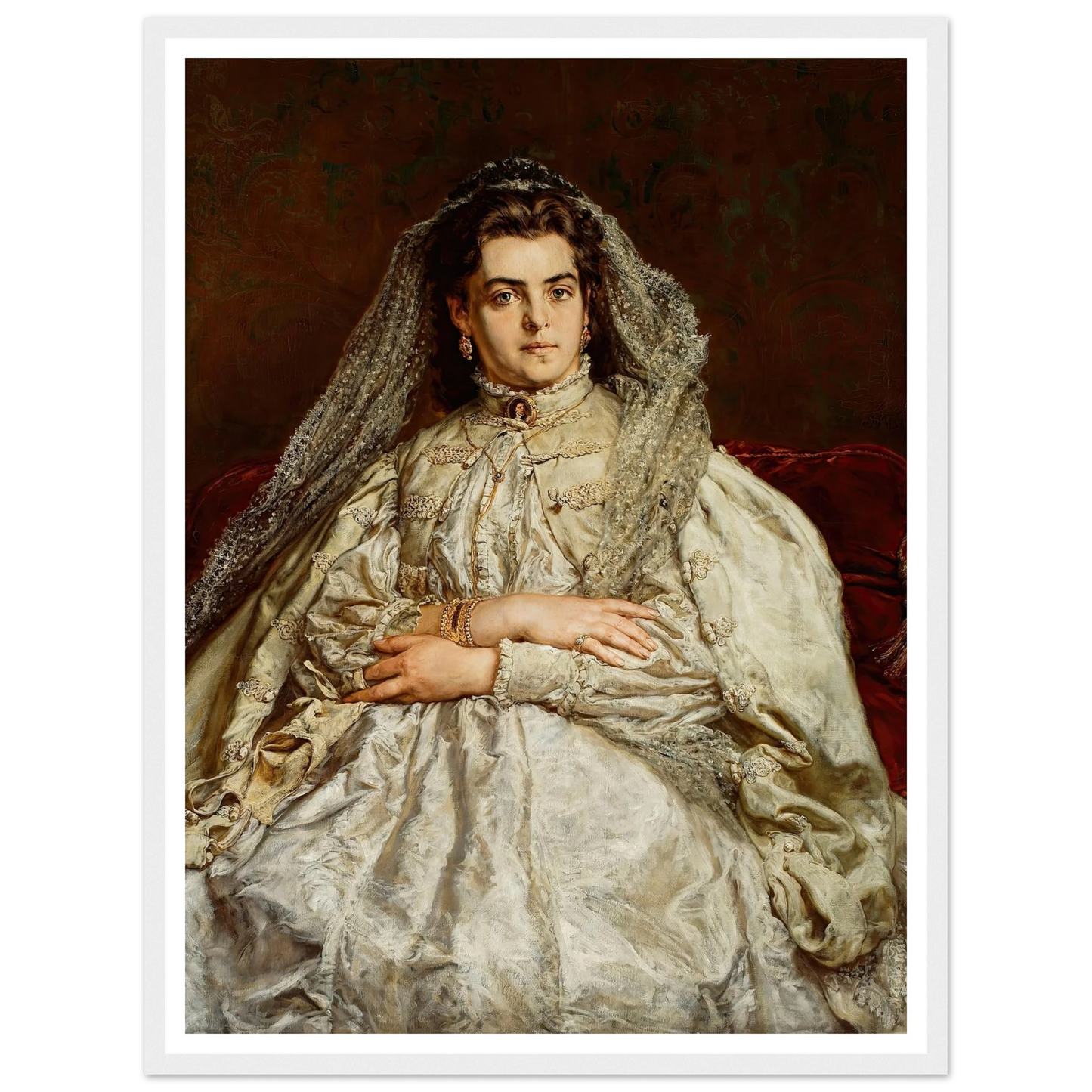 Portrait of artist’s wife, Teodora née Giebułtowska (1879) Art Print | Jan Matejko - Framed Poster - 30x40 cm / 12x16″ - Black frame