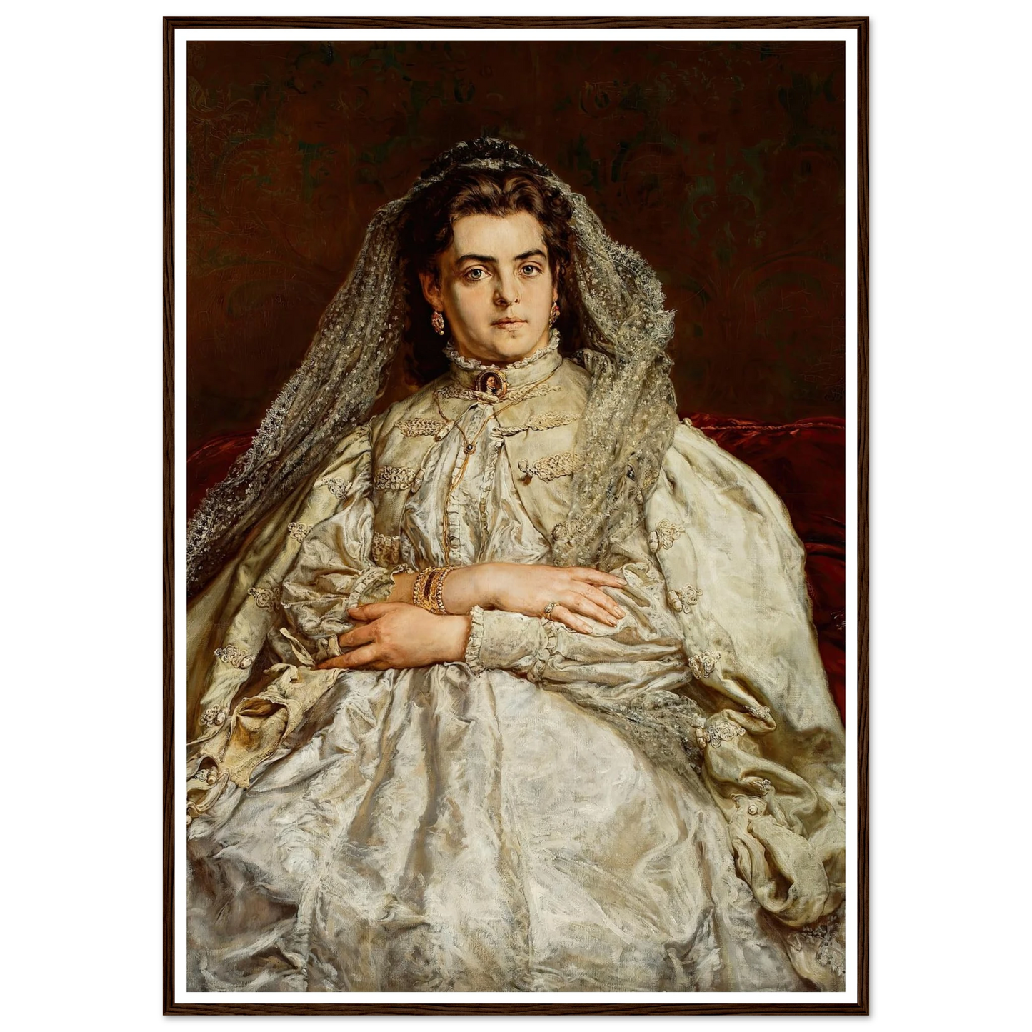 Portrait of artist’s wife, Teodora née Giebułtowska (1879) Art Print | Jan Matejko - Framed Poster - 30x40 cm / 12x16″ - Black frame