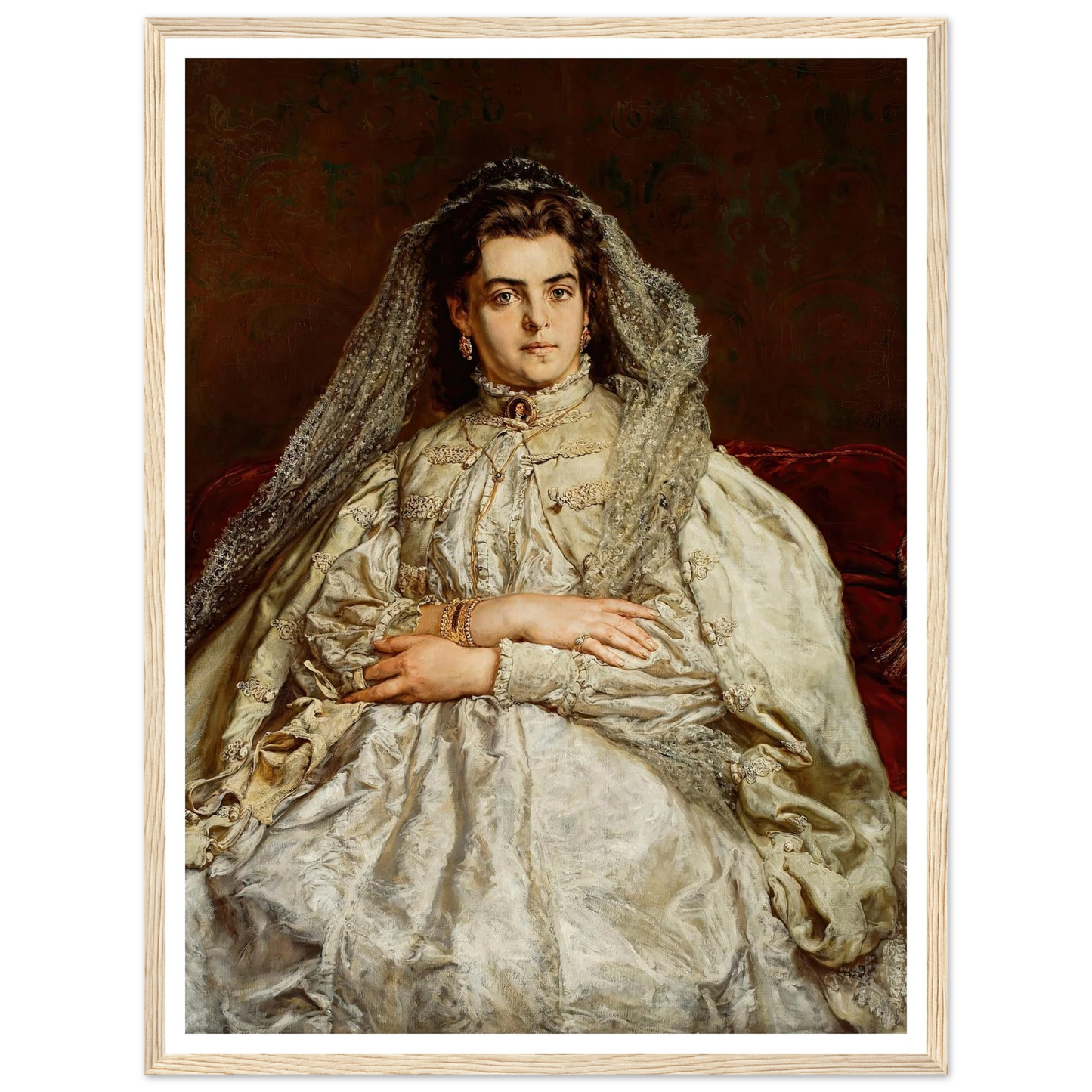 Portrait of artist’s wife, Teodora née Giebułtowska (1879) Art Print | Jan Matejko - Framed Poster - 30x40 cm / 12x16″ - Black frame