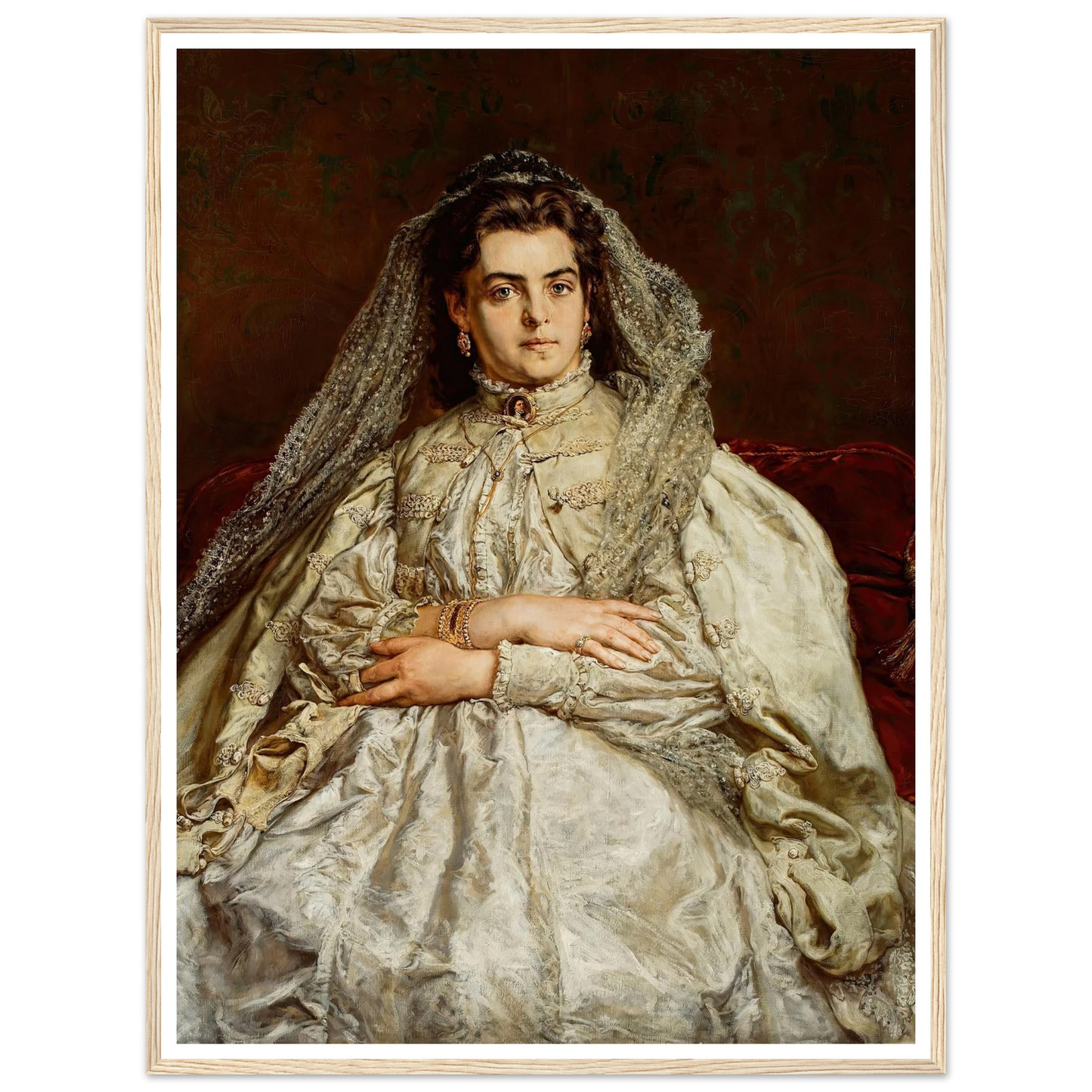 Portrait of artist’s wife, Teodora née Giebułtowska (1879) Art Print | Jan Matejko - Framed Poster - 30x40 cm / 12x16″ - Black frame