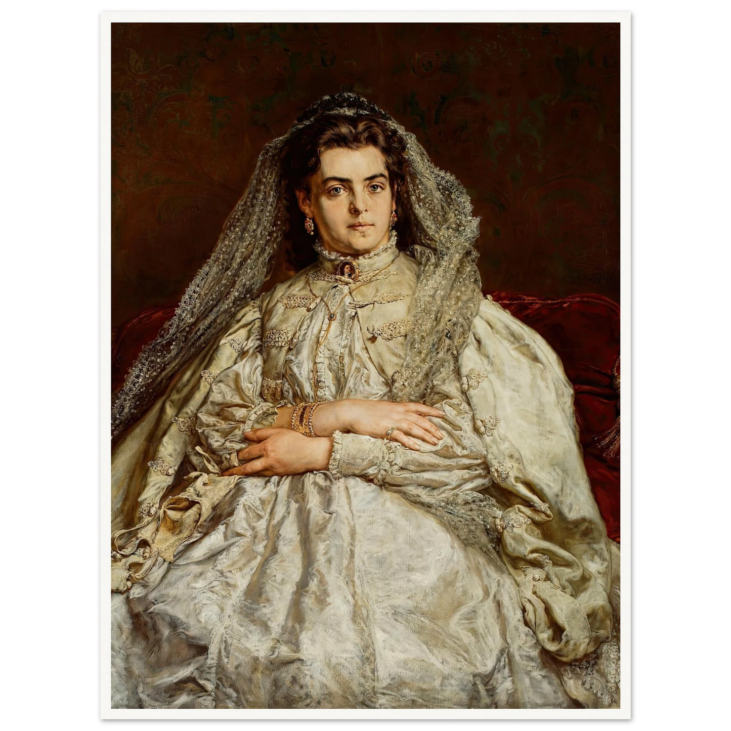 Portrait of artist’s wife, Teodora née Giebułtowska (1879) Art Print | Jan Matejko - Framed Poster - 30x40 cm / 12x16″ - Black frame