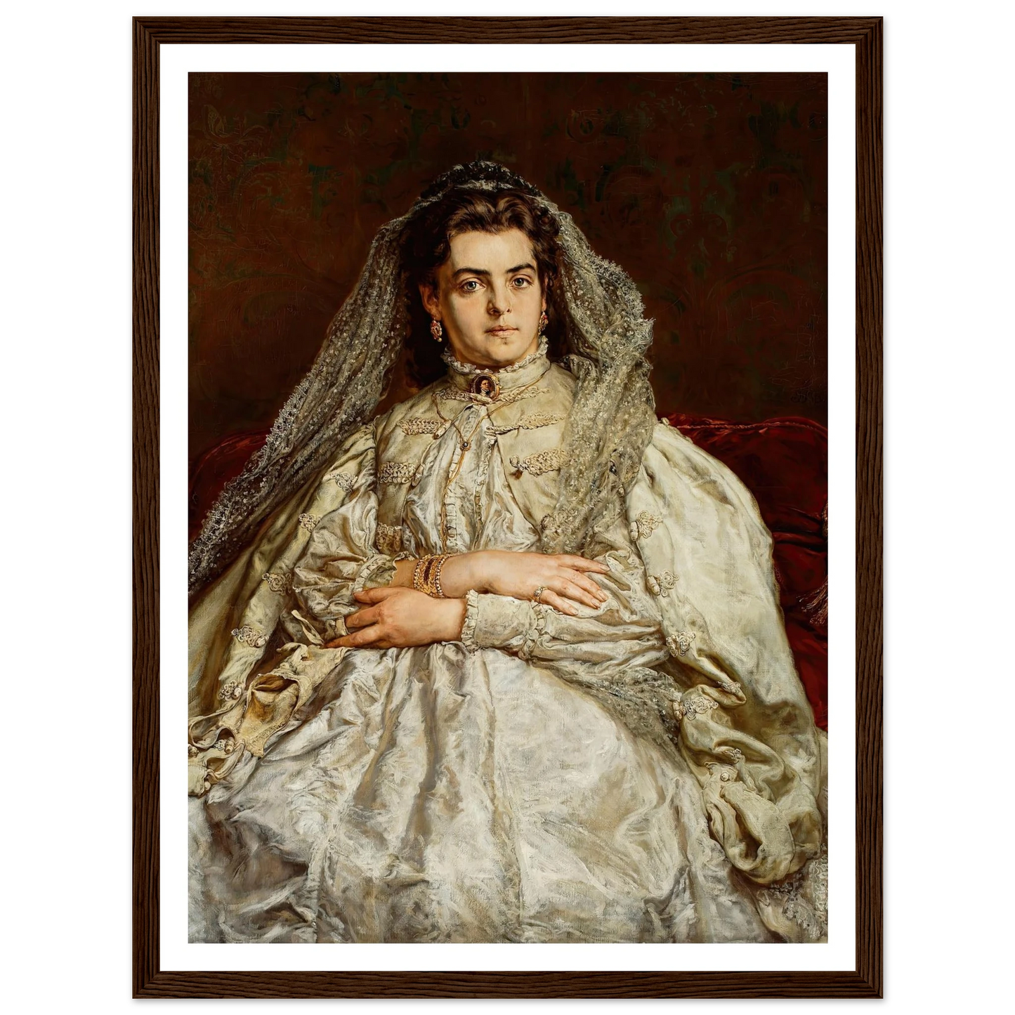 Portrait of artist’s wife, Teodora née Giebułtowska (1879) Art Print | Jan Matejko - Framed Poster - 30x40 cm / 12x16″ - Black frame