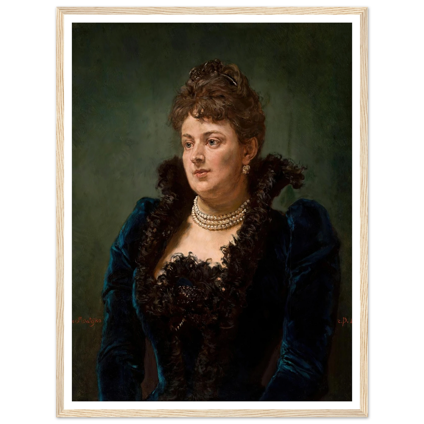 Portrait of Bona Ossowiecka (1890) Art Print | Jan Matejko - Framed Poster - 30x40 cm / 12x16″ - Black frame