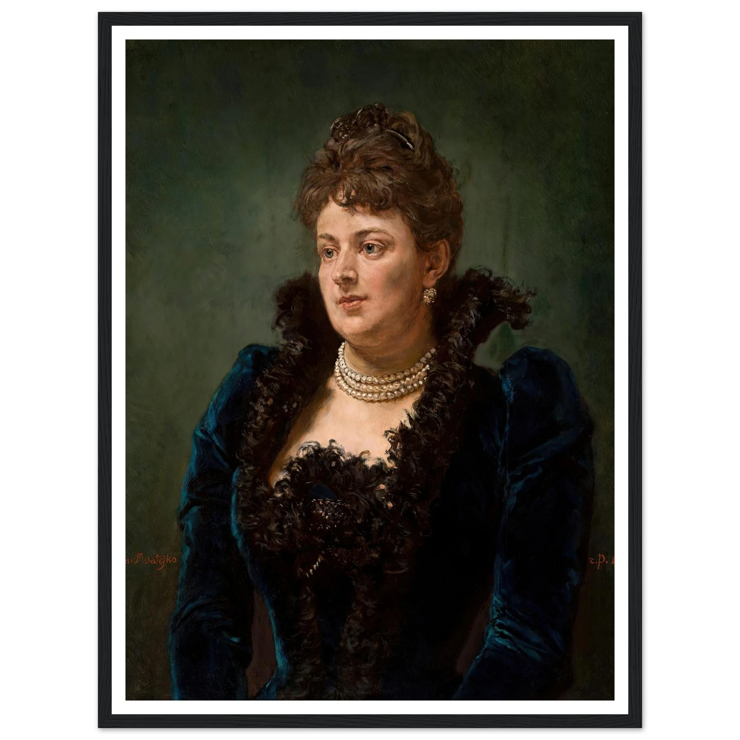 Portrait of Bona Ossowiecka (1890) Art Print | Jan Matejko - Framed Poster - 30x40 cm / 12x16″ - Black frame