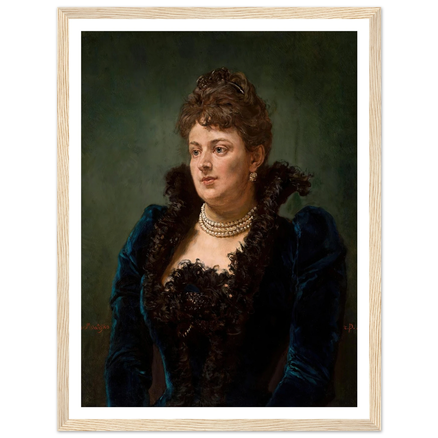 Portrait of Bona Ossowiecka (1890) Art Print | Jan Matejko - Framed Poster - 30x40 cm / 12x16″ - Black frame