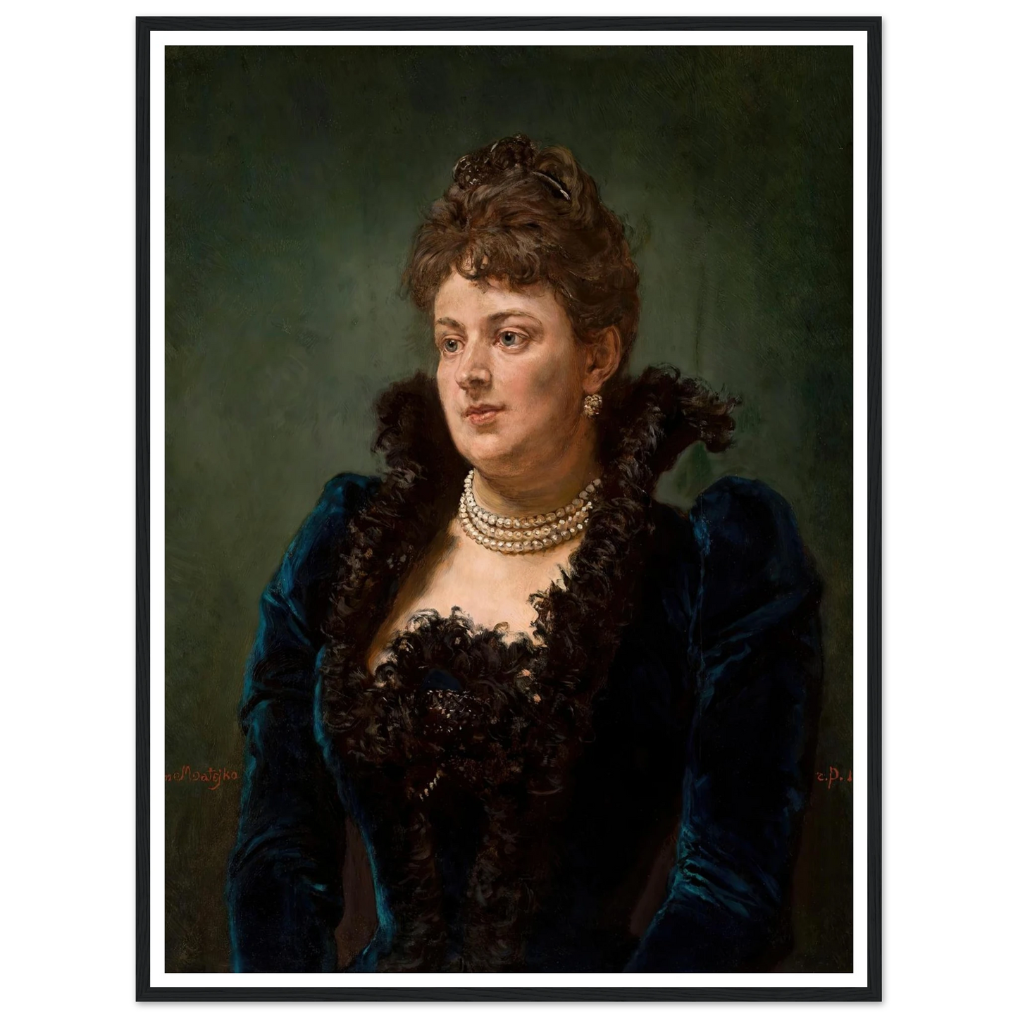 Portrait of Bona Ossowiecka (1890) Art Print | Jan Matejko - Framed Poster - 30x40 cm / 12x16″ - Black frame