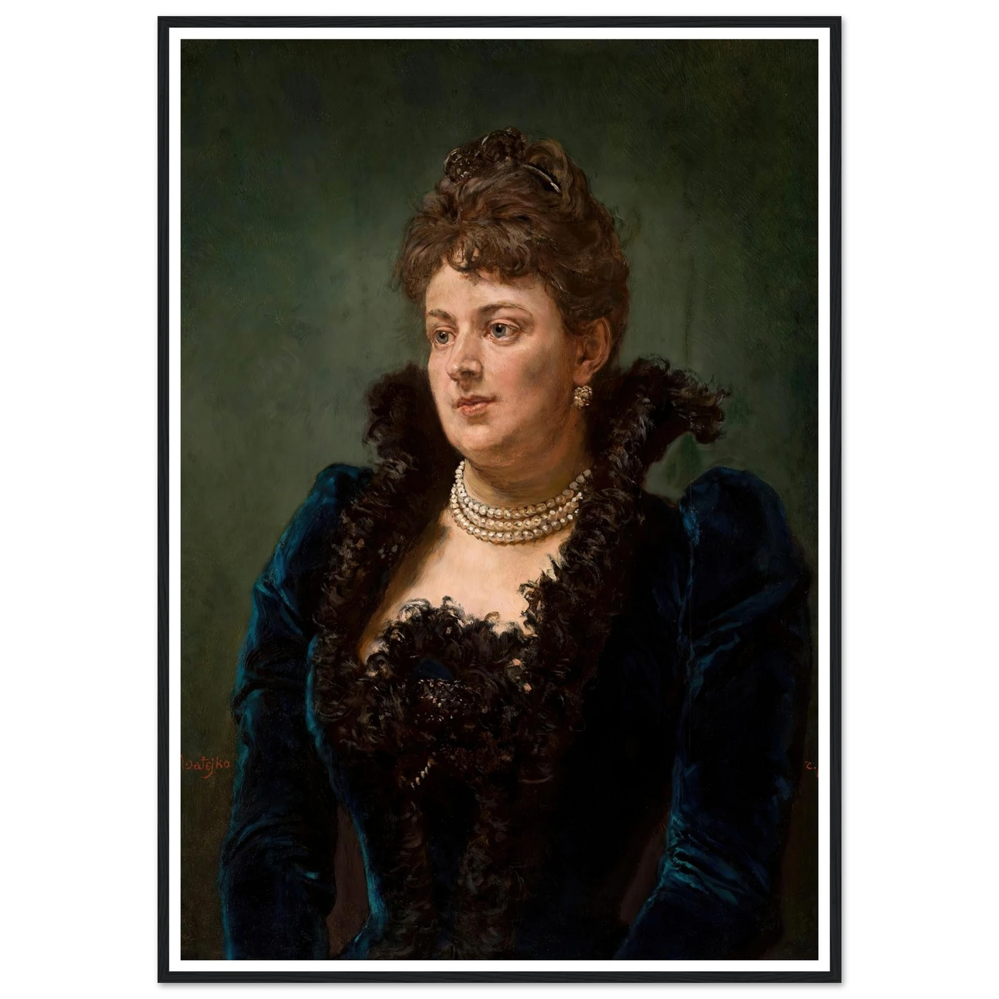 Portrait of Bona Ossowiecka (1890) Art Print | Jan Matejko - Framed Poster - 30x40 cm / 12x16″ - Black frame