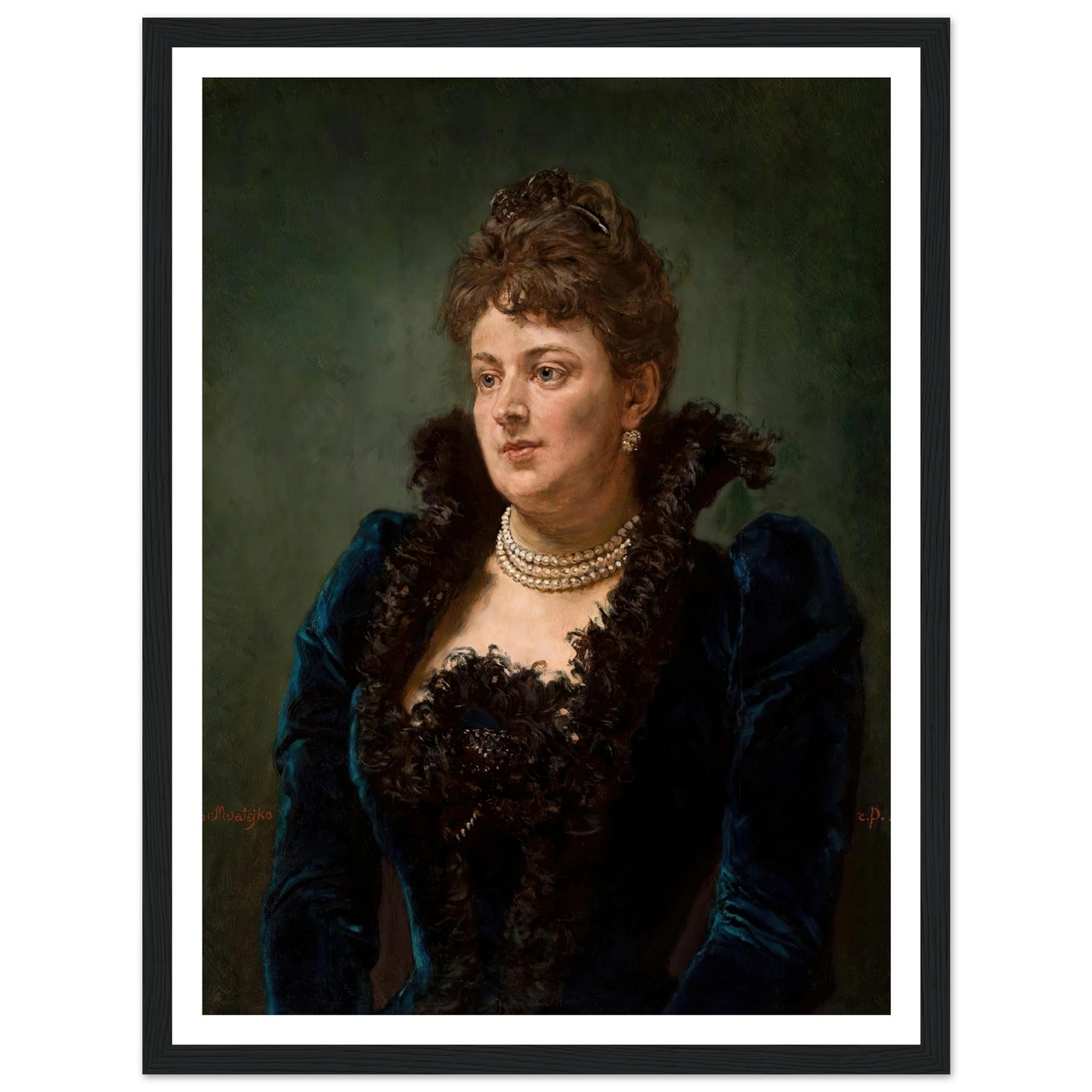 Portrait of Bona Ossowiecka (1890) Art Print | Jan Matejko - Framed Poster - 30x40 cm / 12x16″ - Black frame