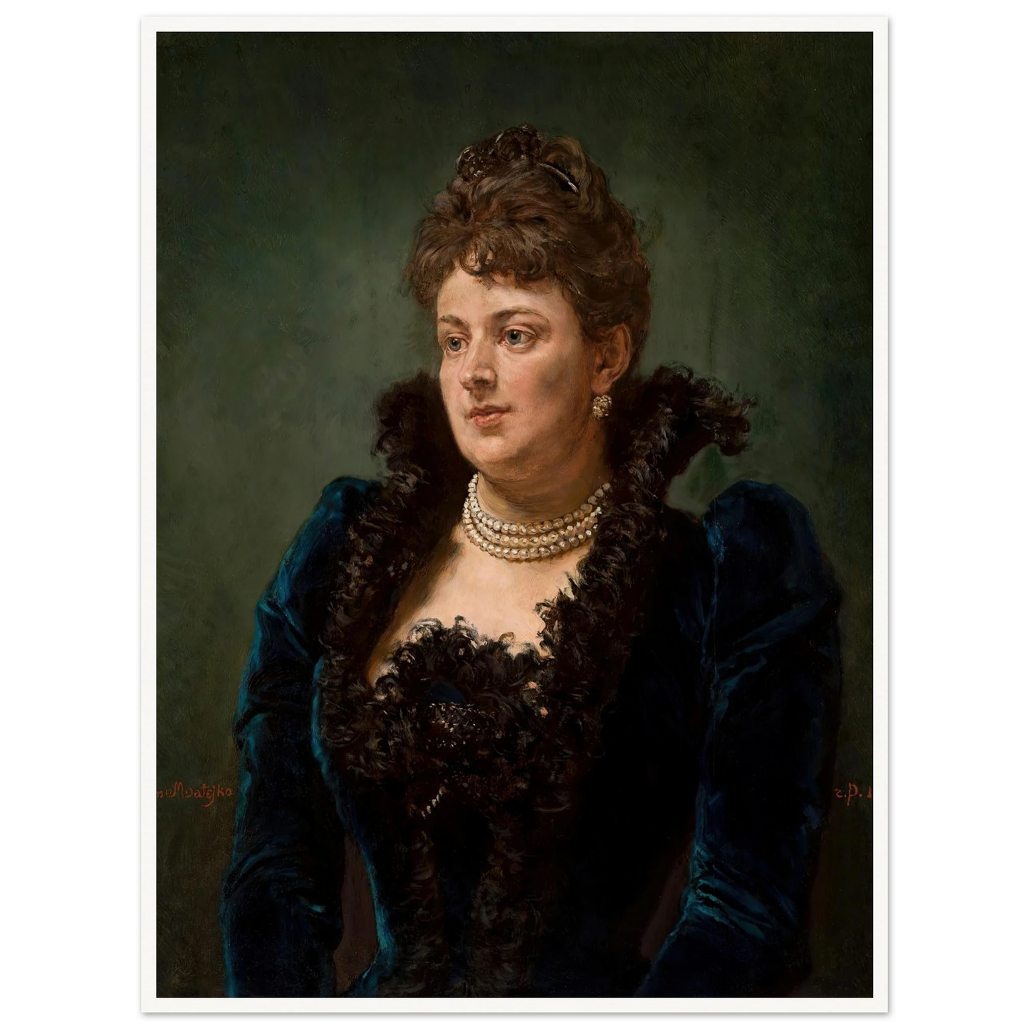 Portrait of Bona Ossowiecka (1890) Art Print | Jan Matejko - Framed Poster - 30x40 cm / 12x16″ - Black frame