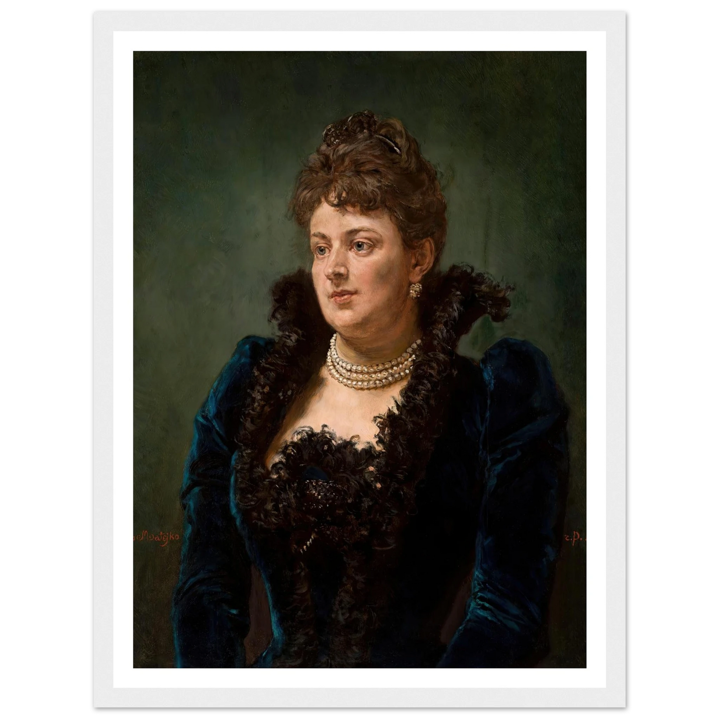 Portrait of Bona Ossowiecka (1890) Art Print | Jan Matejko - Framed Poster - 30x40 cm / 12x16″ - Black frame