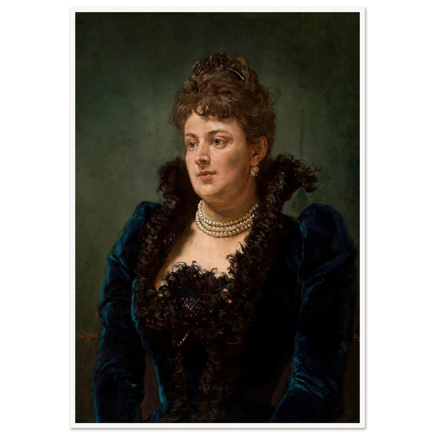 Portrait of Bona Ossowiecka (1890) Art Print | Jan Matejko - Framed Poster - 30x40 cm / 12x16″ - Black frame