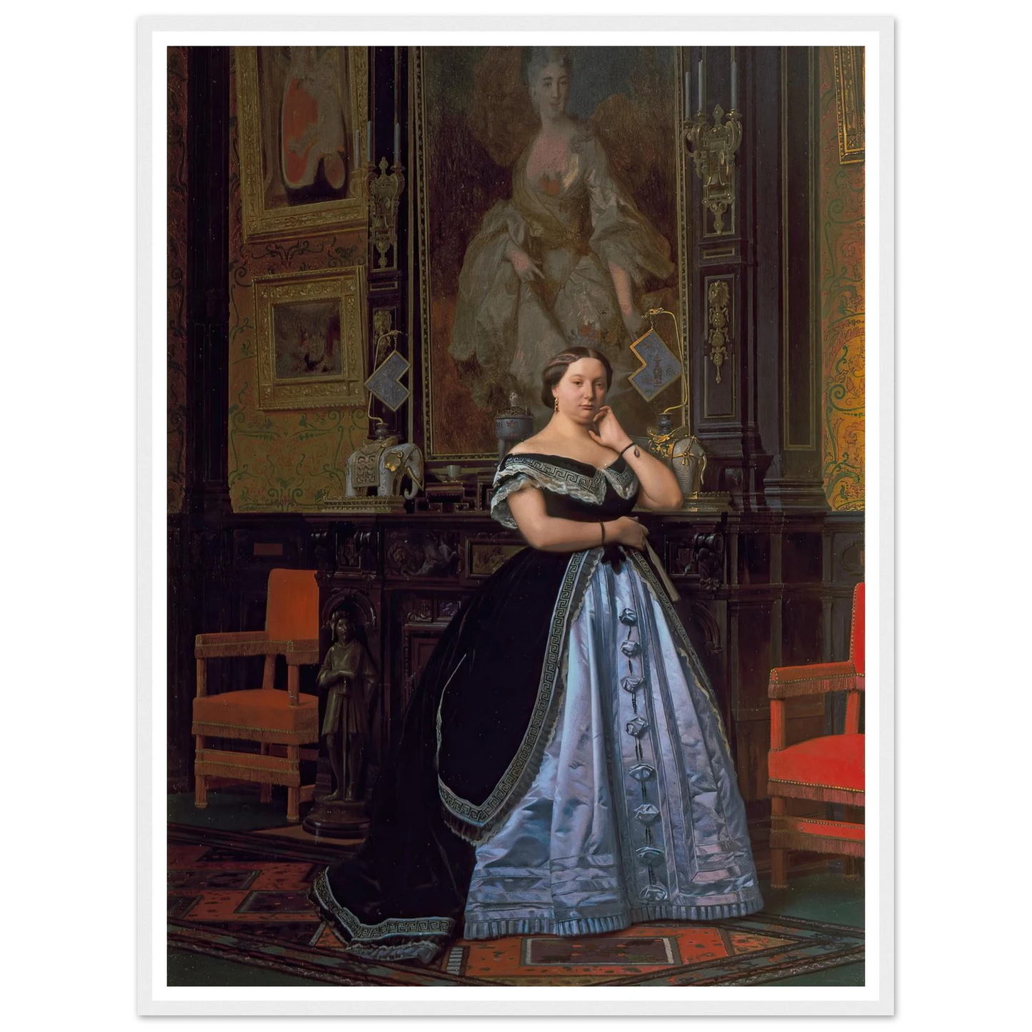 Portrait of Charlotte de Rothschild (1866) Art Print | Jean Leon Gerome - Framed Poster - 30x40 cm / 12x16″ - Black frame