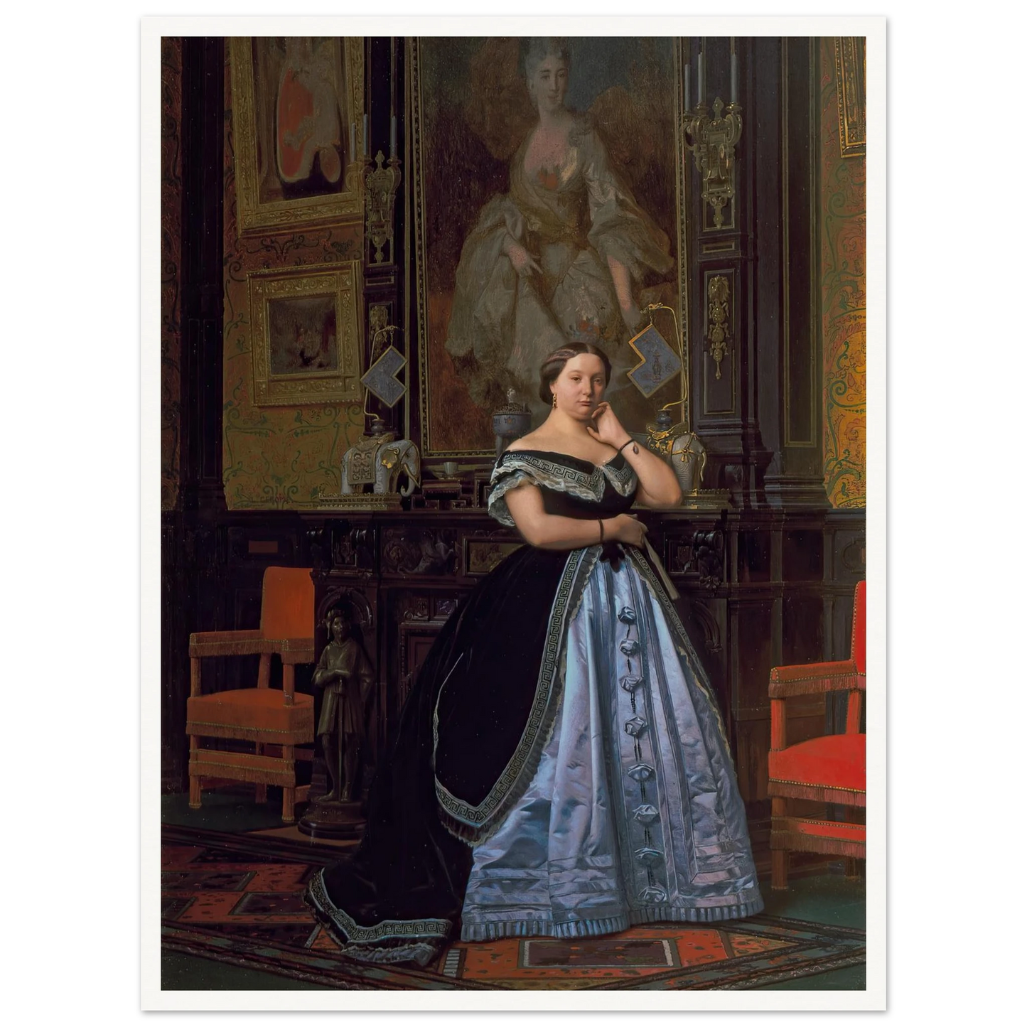 Portrait of Charlotte de Rothschild (1866) Art Print | Jean Leon Gerome - Framed Poster - 30x40 cm / 12x16″ - Black frame