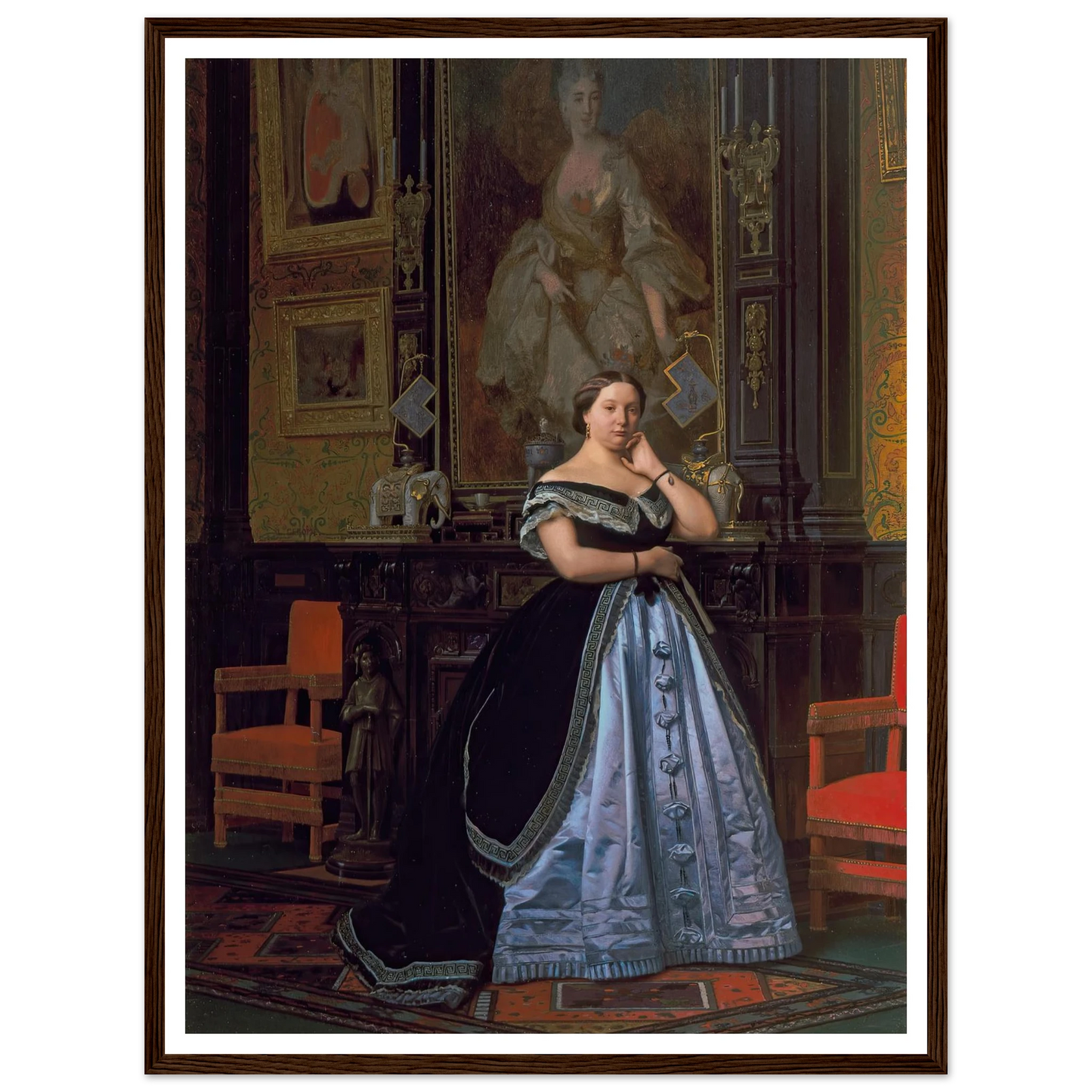Portrait of Charlotte de Rothschild (1866) Art Print | Jean Leon Gerome - Framed Poster - 30x40 cm / 12x16″ - Black frame