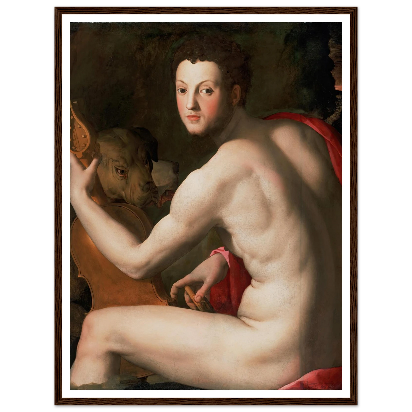 Portrait of Cosimo I de’ Medici as Orpheus Art Print | Agnolo Bronzino - Framed Poster - 30x40 cm / 12x16″ - Black frame