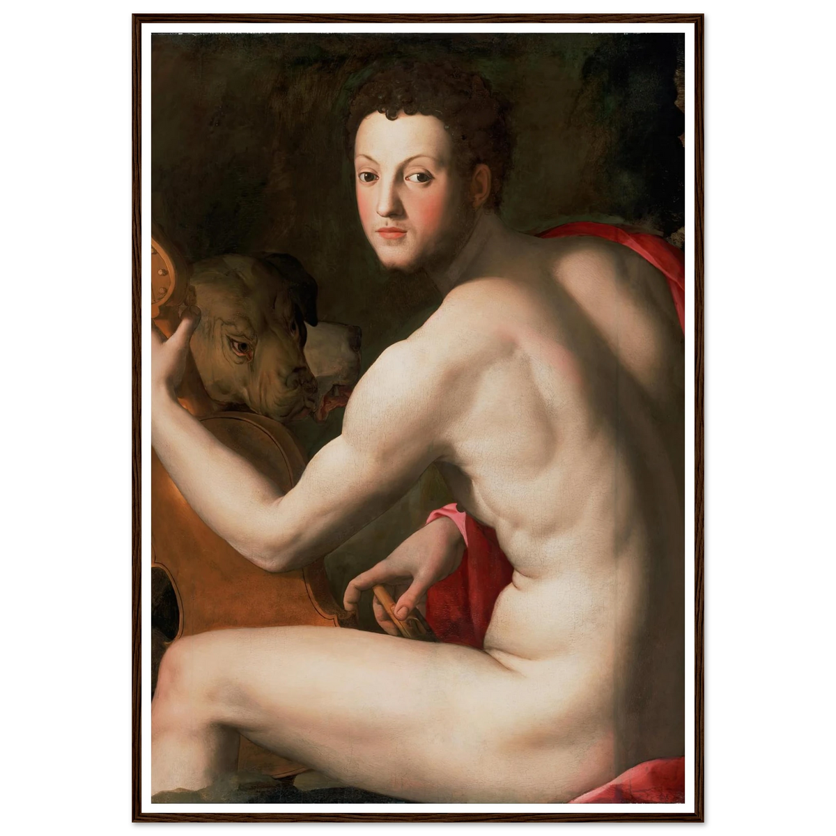 Portrait of Cosimo I de’ Medici as Orpheus Art Print | Agnolo Bronzino - Framed Poster - 30x40 cm / 12x16″ - Black frame