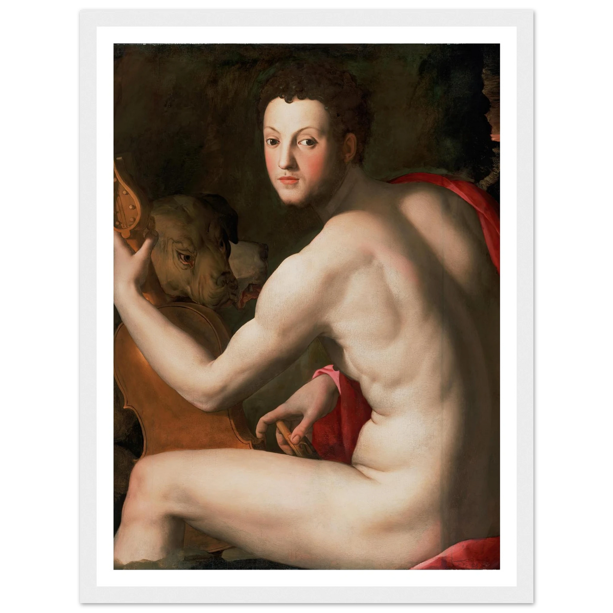 Portrait of Cosimo I de’ Medici as Orpheus Art Print | Agnolo Bronzino - Framed Poster - 30x40 cm / 12x16″ - Black frame
