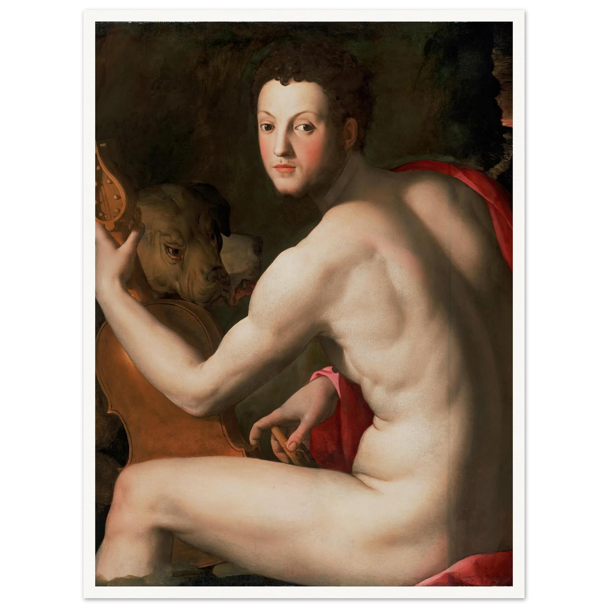 Portrait of Cosimo I de’ Medici as Orpheus Art Print | Agnolo Bronzino - Framed Poster - 30x40 cm / 12x16″ - Black frame