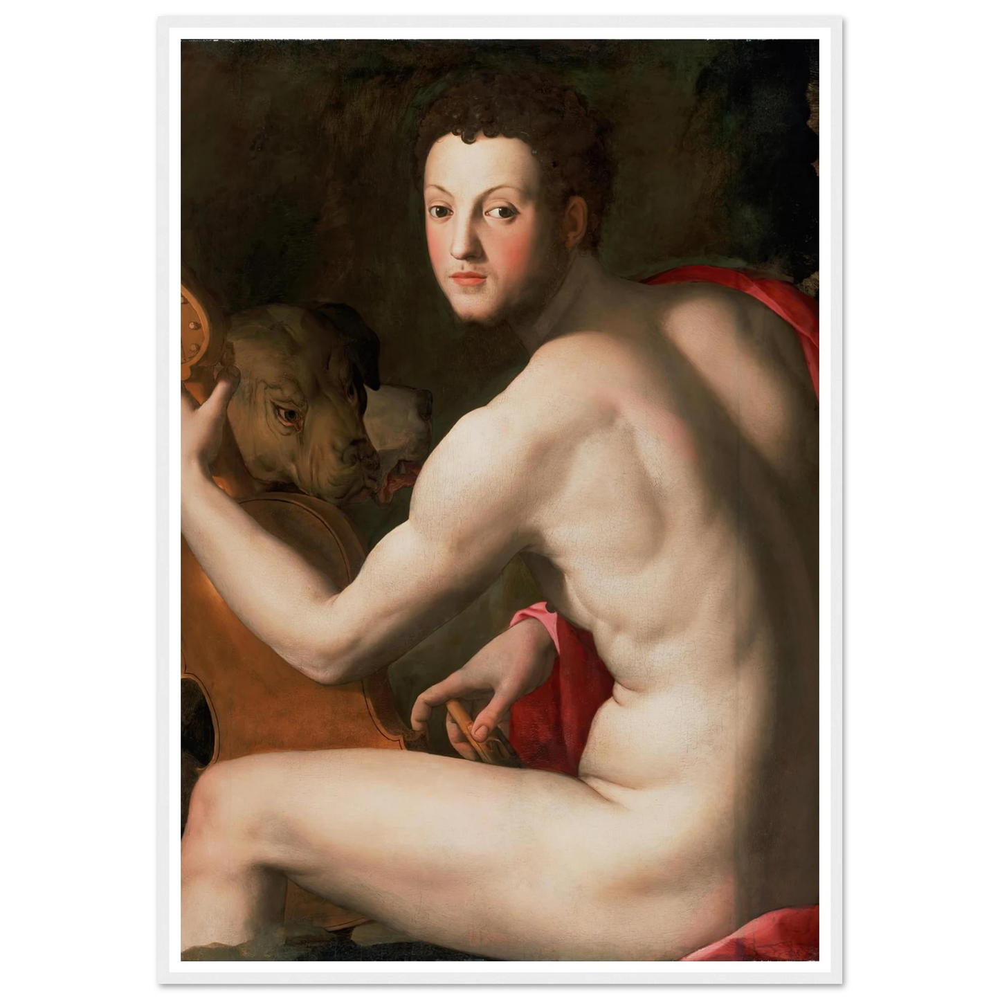 Portrait of Cosimo I de’ Medici as Orpheus Art Print | Agnolo Bronzino - Framed Poster - 30x40 cm / 12x16″ - Black frame