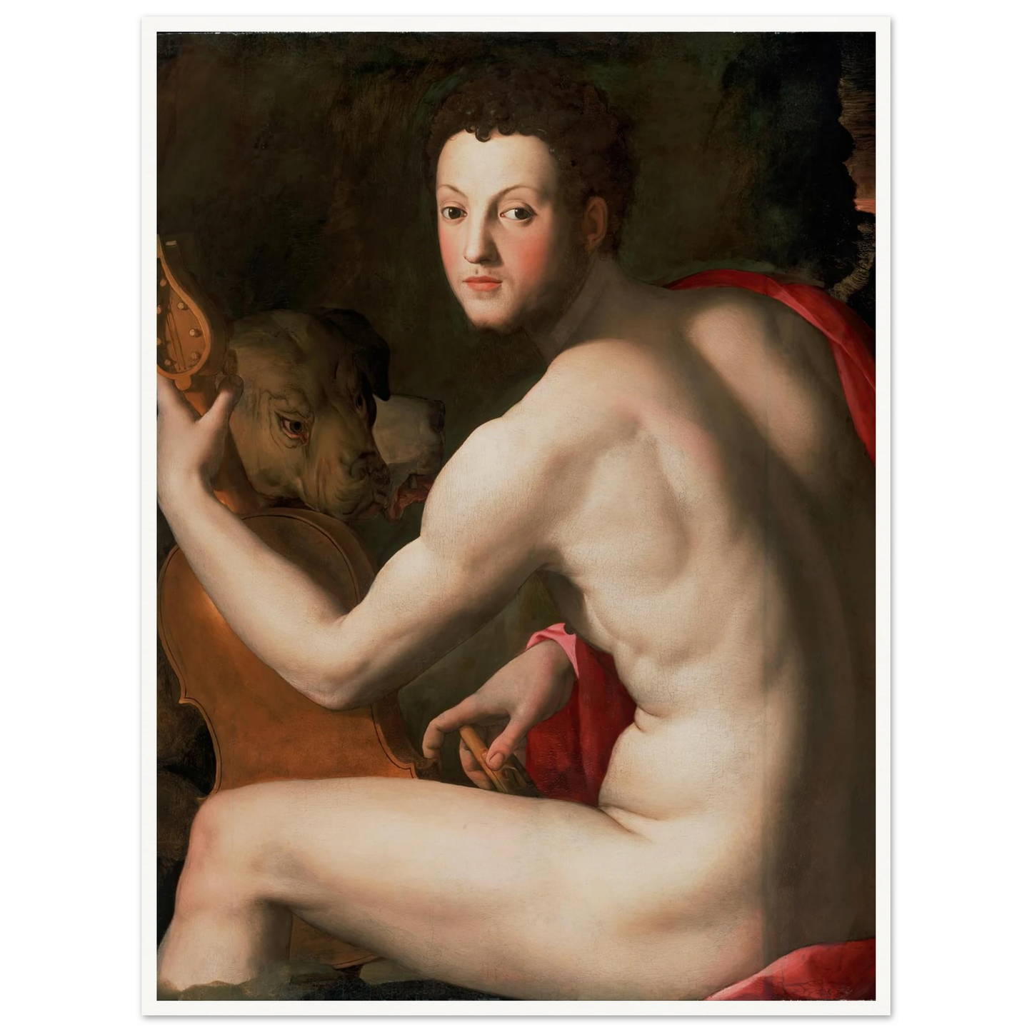 Portrait of Cosimo I de’ Medici as Orpheus Art Print | Agnolo Bronzino - Framed Poster - 30x40 cm / 12x16″ - Black frame