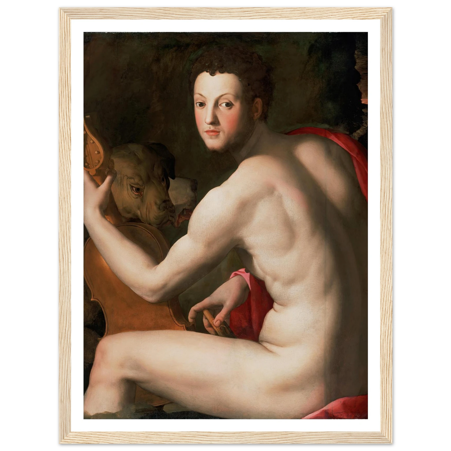 Portrait of Cosimo I de’ Medici as Orpheus Art Print | Agnolo Bronzino - Framed Poster - 30x40 cm / 12x16″ - Black frame