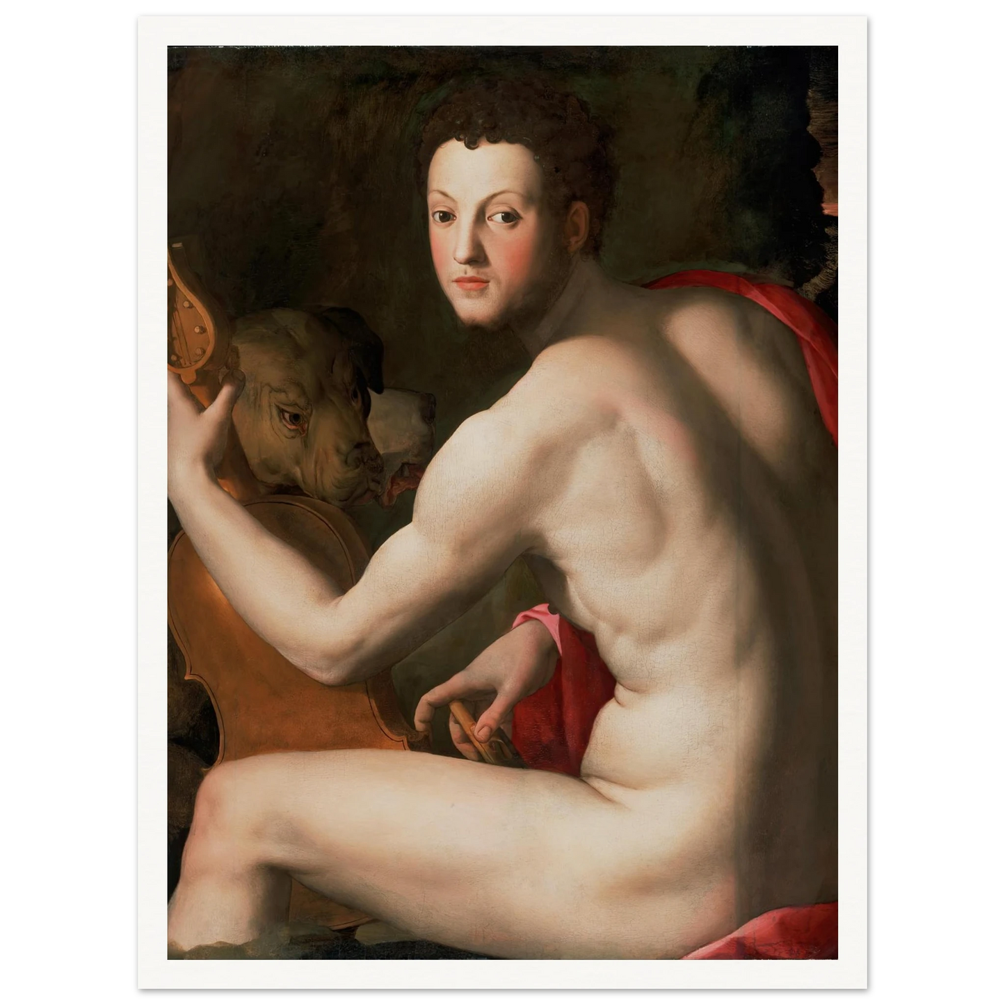 Portrait of Cosimo I de’ Medici as Orpheus Art Print | Agnolo Bronzino - Framed Poster - 30x40 cm / 12x16″ - Black frame
