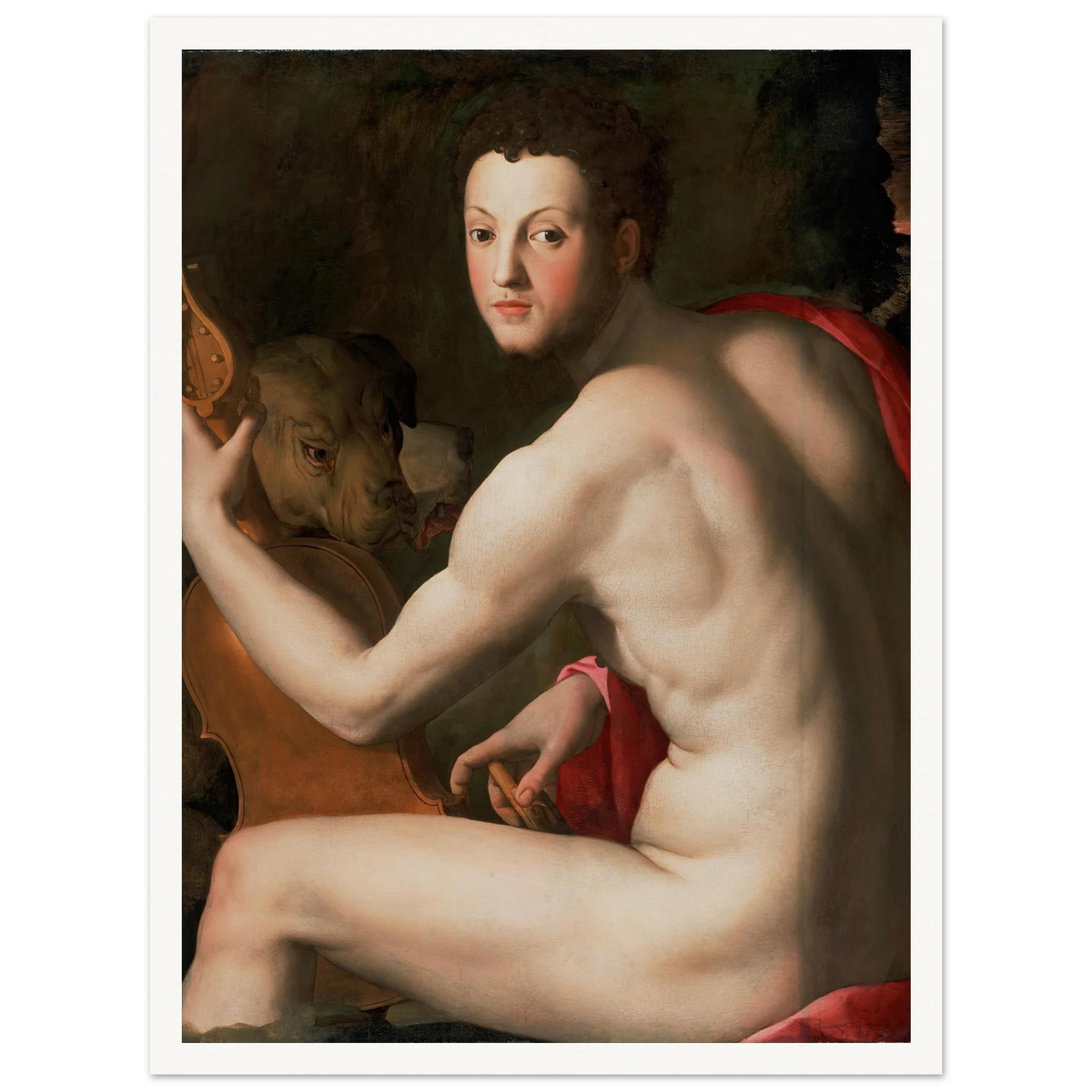 Portrait of Cosimo I de’ Medici as Orpheus Art Print | Agnolo Bronzino - Framed Poster - 30x40 cm / 12x16″ - Black frame