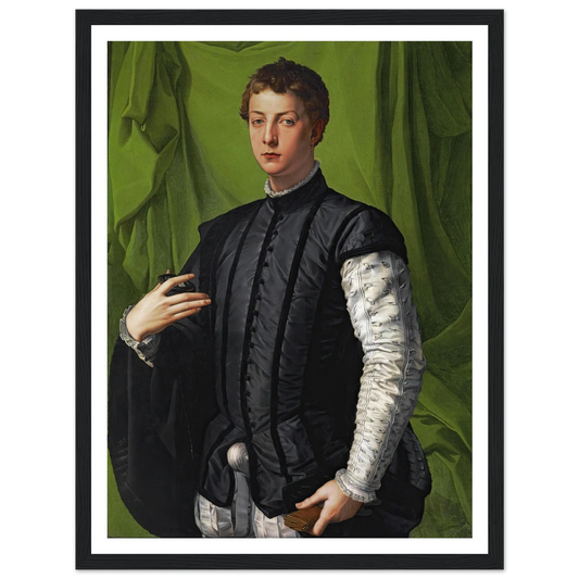 Portrait Of Lodovico Capponi (1550-1555) Art Print | Agnolo Bronzino - Framed Poster - 30x40 cm / 12x16″ - Black frame