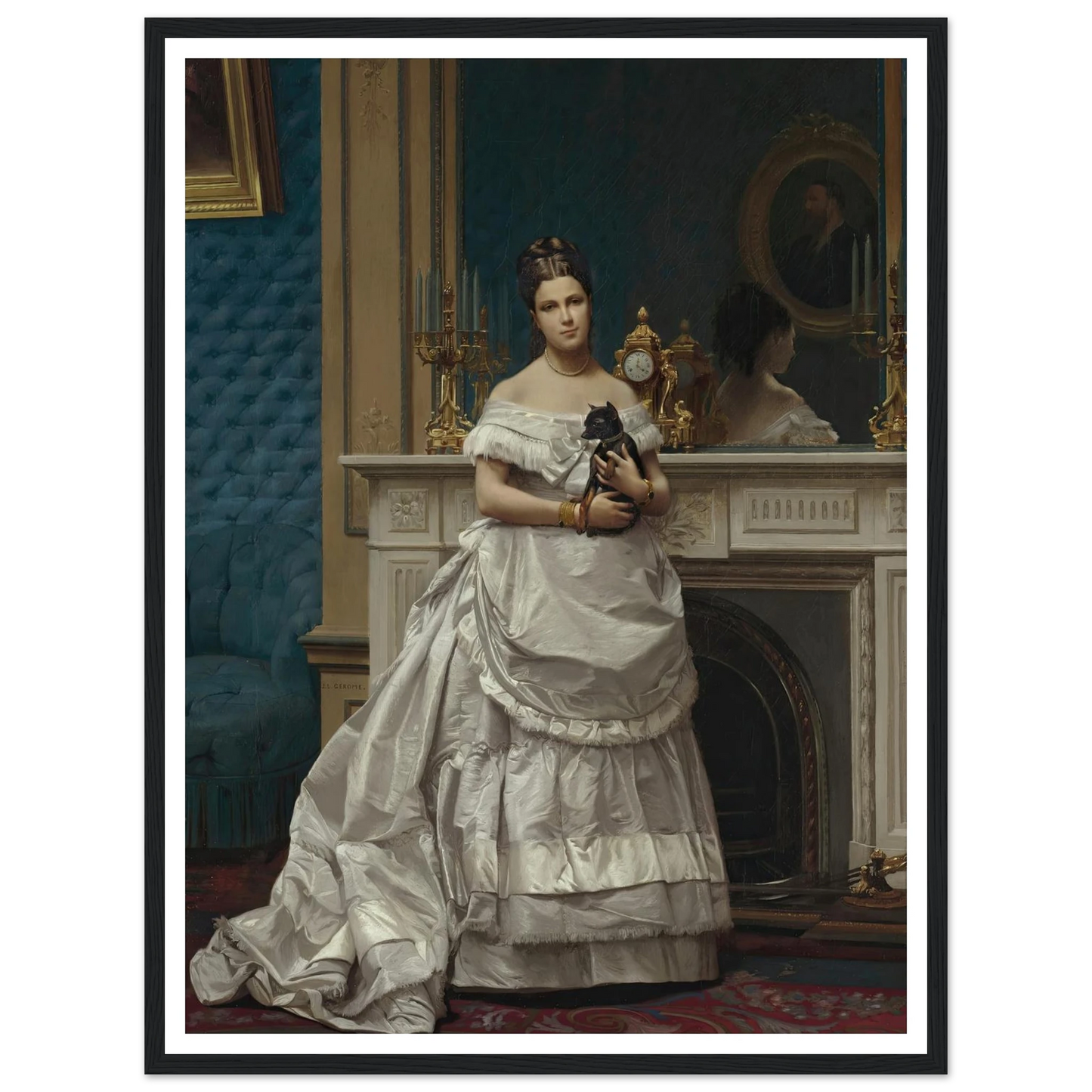 Portrait of Marie-Anne d’Escoubleau de Sourdis, Madame Charles-Joachim Lefèvre (1853-1938) (1842-1912) Art Print | Jean Leon Gerome - Framed Poster - 30x40 cm / 12x16″ - Black frame