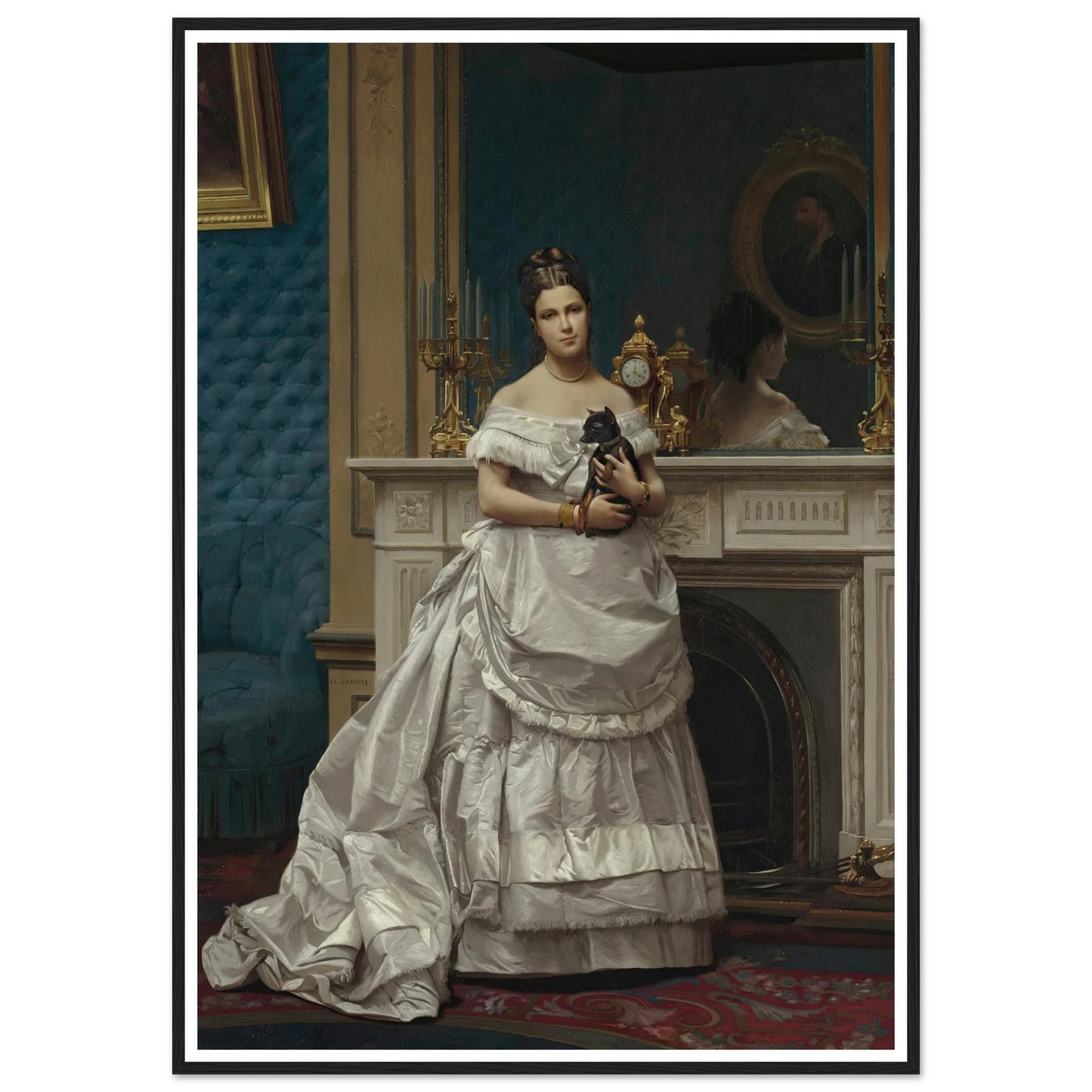 Portrait of Marie-Anne d’Escoubleau de Sourdis, Madame Charles-Joachim Lefèvre (1853-1938) (1842-1912) Art Print | Jean Leon Gerome - Framed Poster - 30x40 cm / 12x16″ - Black frame
