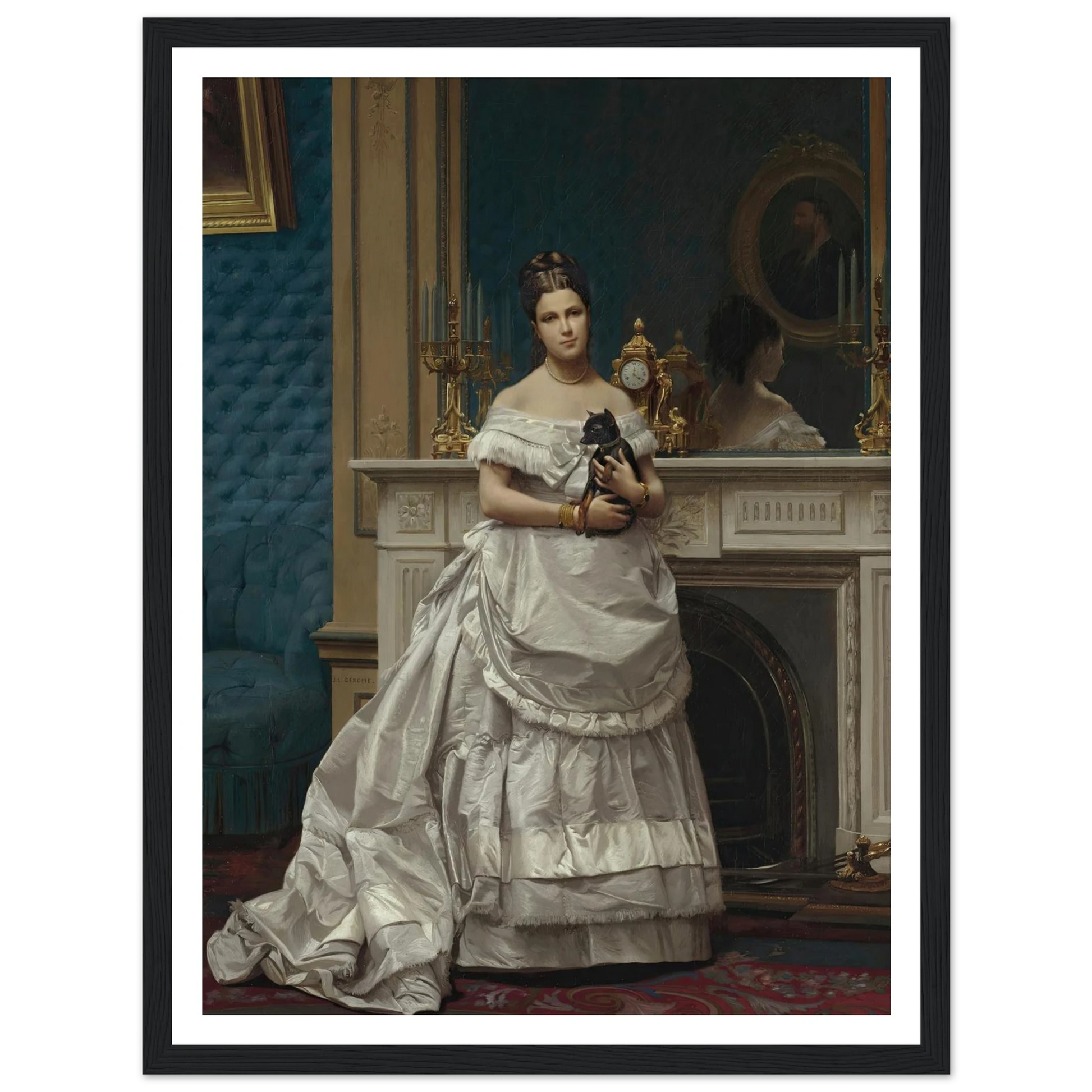 Portrait of Marie-Anne d’Escoubleau de Sourdis, Madame Charles-Joachim Lefèvre (1853-1938) (1842-1912) Art Print | Jean Leon Gerome - Framed Poster - 30x40 cm / 12x16″ - Black frame