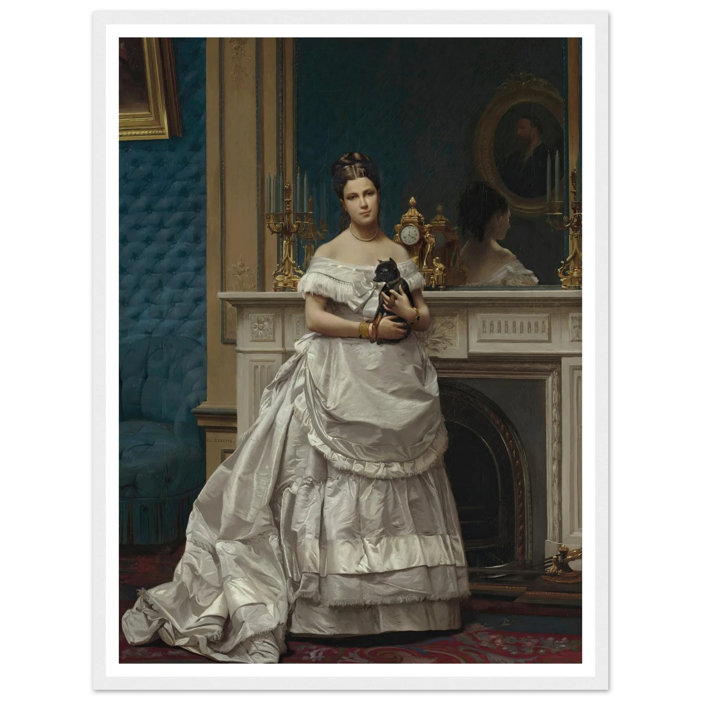 Portrait of Marie-Anne d’Escoubleau de Sourdis, Madame Charles-Joachim Lefèvre (1853-1938) (1842-1912) Art Print | Jean Leon Gerome - Framed Poster - 30x40 cm / 12x16″ - Black frame