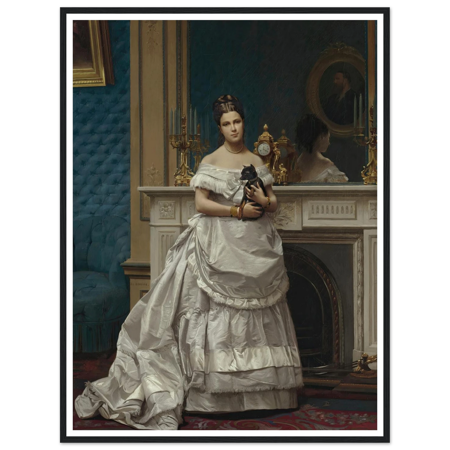 Portrait of Marie-Anne d’Escoubleau de Sourdis, Madame Charles-Joachim Lefèvre (1853-1938) (1842-1912) Art Print | Jean Leon Gerome - Framed Poster - 30x40 cm / 12x16″ - Black frame