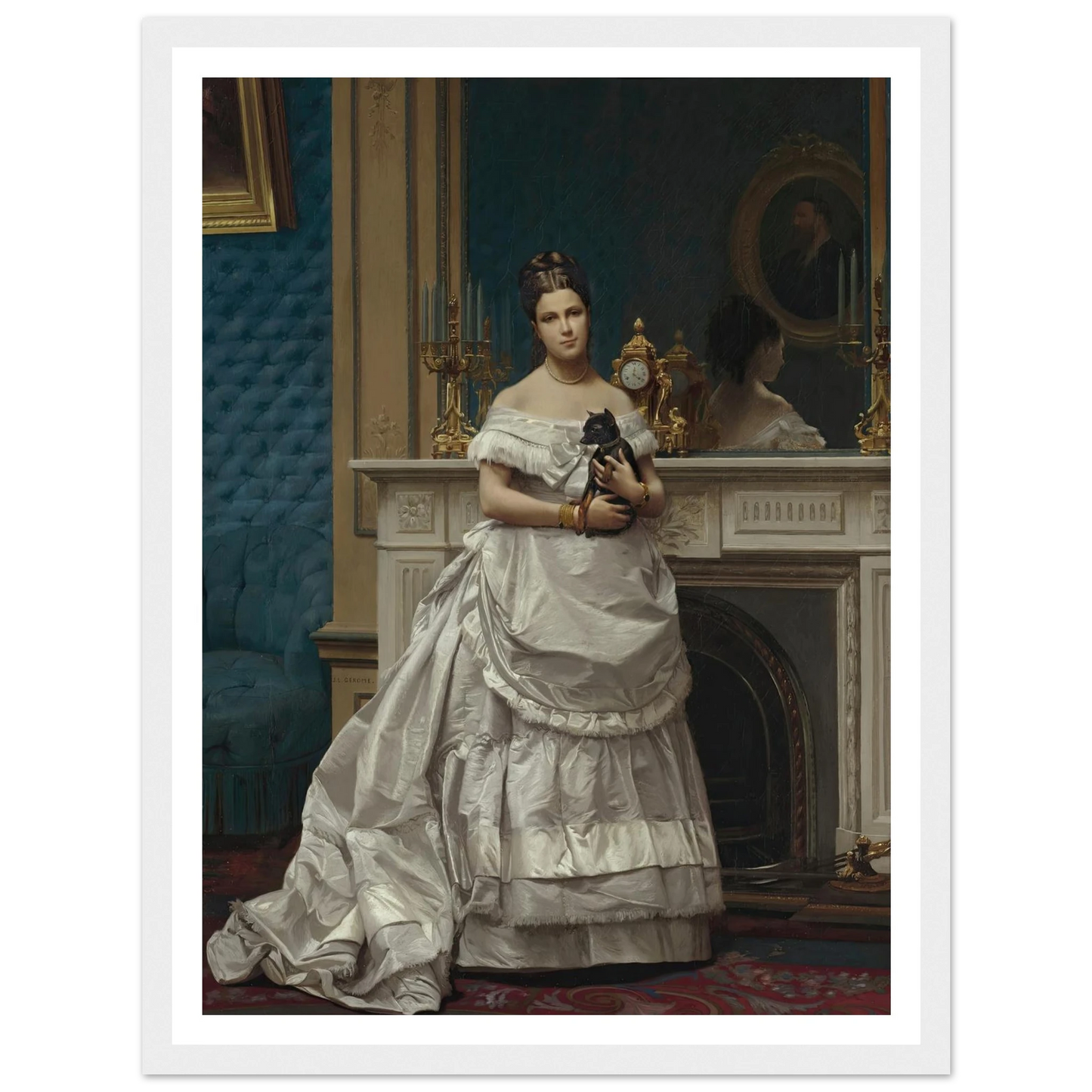 Portrait of Marie-Anne d’Escoubleau de Sourdis, Madame Charles-Joachim Lefèvre (1853-1938) (1842-1912) Art Print | Jean Leon Gerome - Framed Poster - 30x40 cm / 12x16″ - Black frame