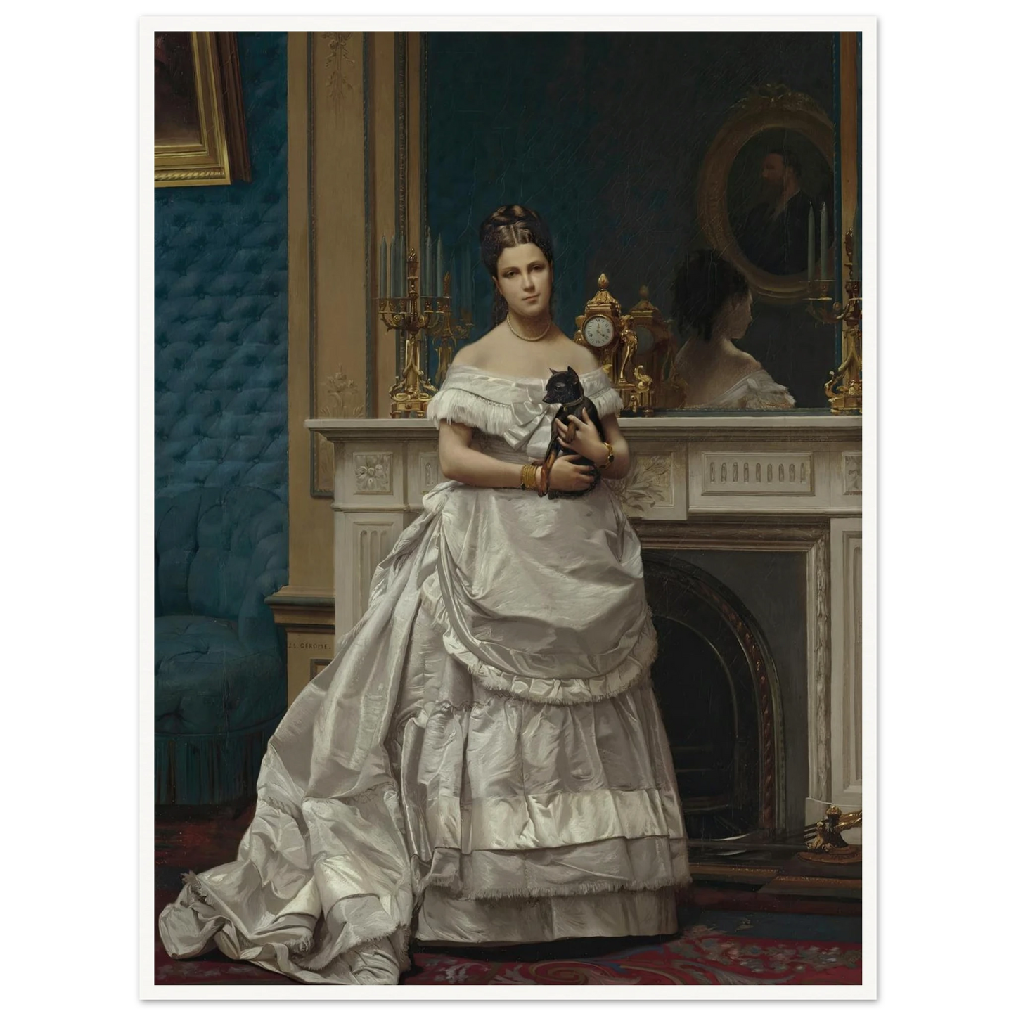 Portrait of Marie-Anne d’Escoubleau de Sourdis, Madame Charles-Joachim Lefèvre (1853-1938) (1842-1912) Art Print | Jean Leon Gerome - Framed Poster - 30x40 cm / 12x16″ - Black frame