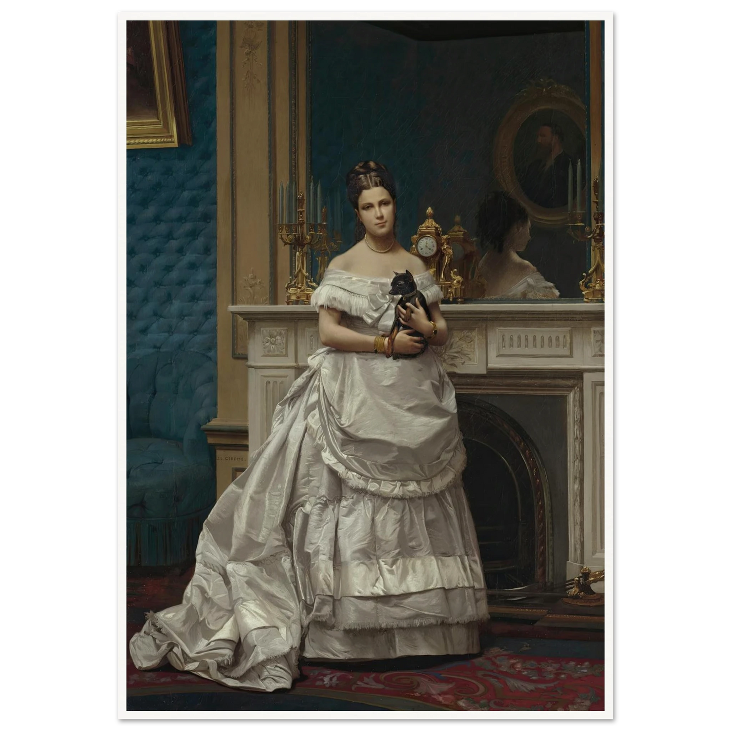 Portrait of Marie-Anne d’Escoubleau de Sourdis, Madame Charles-Joachim Lefèvre (1853-1938) (1842-1912) Art Print | Jean Leon Gerome - Framed Poster - 30x40 cm / 12x16″ - Black frame