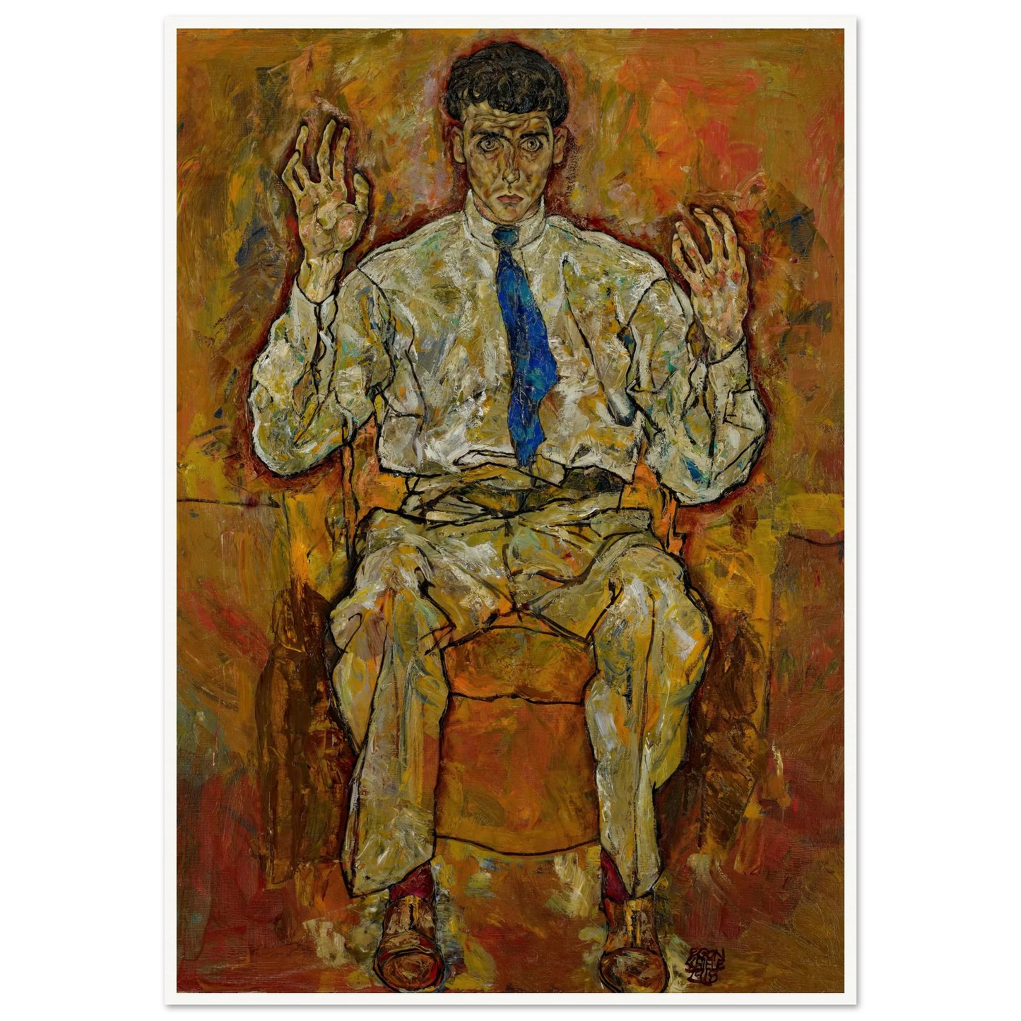 Portrait of Paris von Gütersloh (1887-1973) (1918) Art Print | Egon Schiele - Framed Poster - 30x40 cm / 12x16″ - Black frame