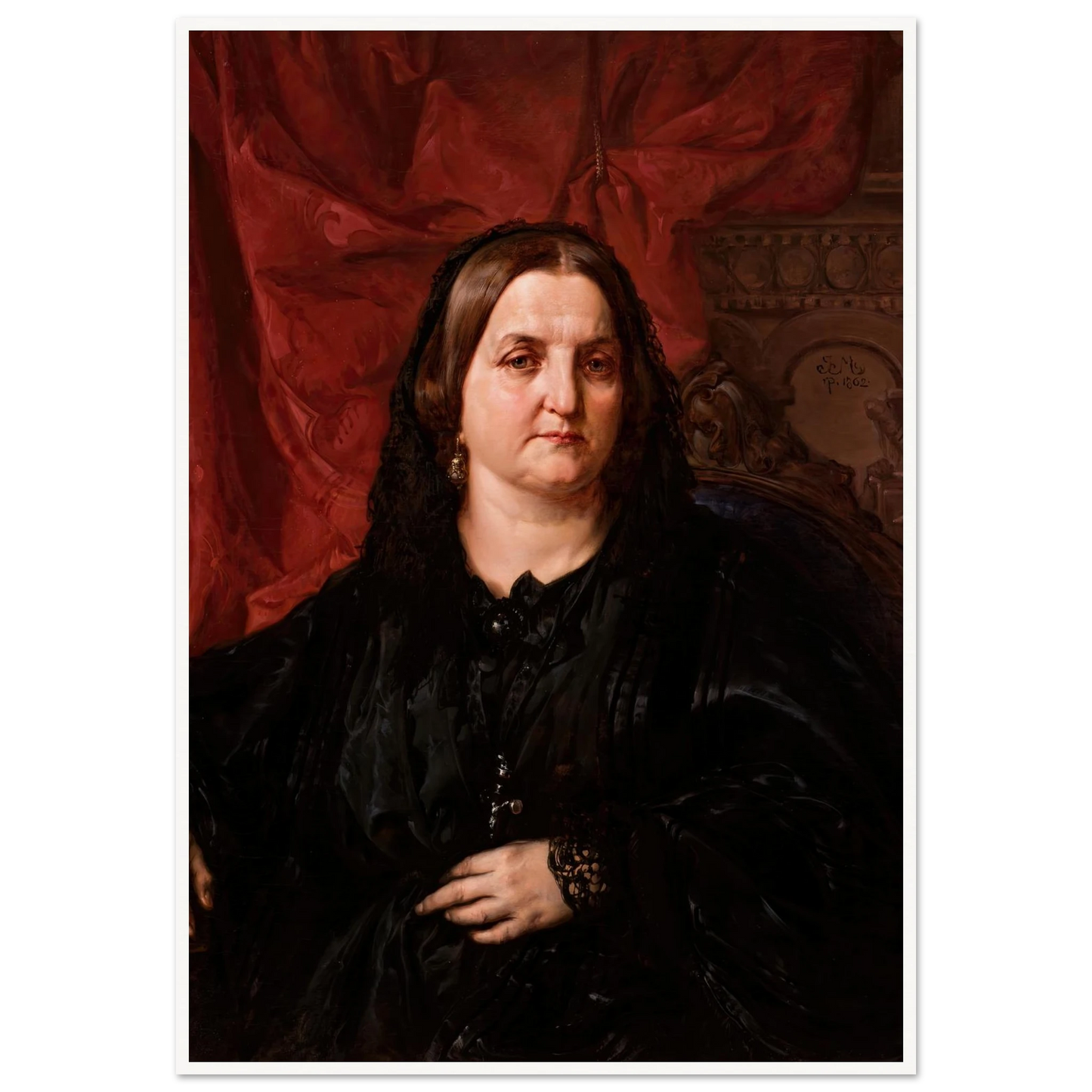 Portrait of PauIIna Giebułtowska (1862) Art Print | Jan Matejko - Framed Poster - 30x40 cm / 12x16″ - Black frame