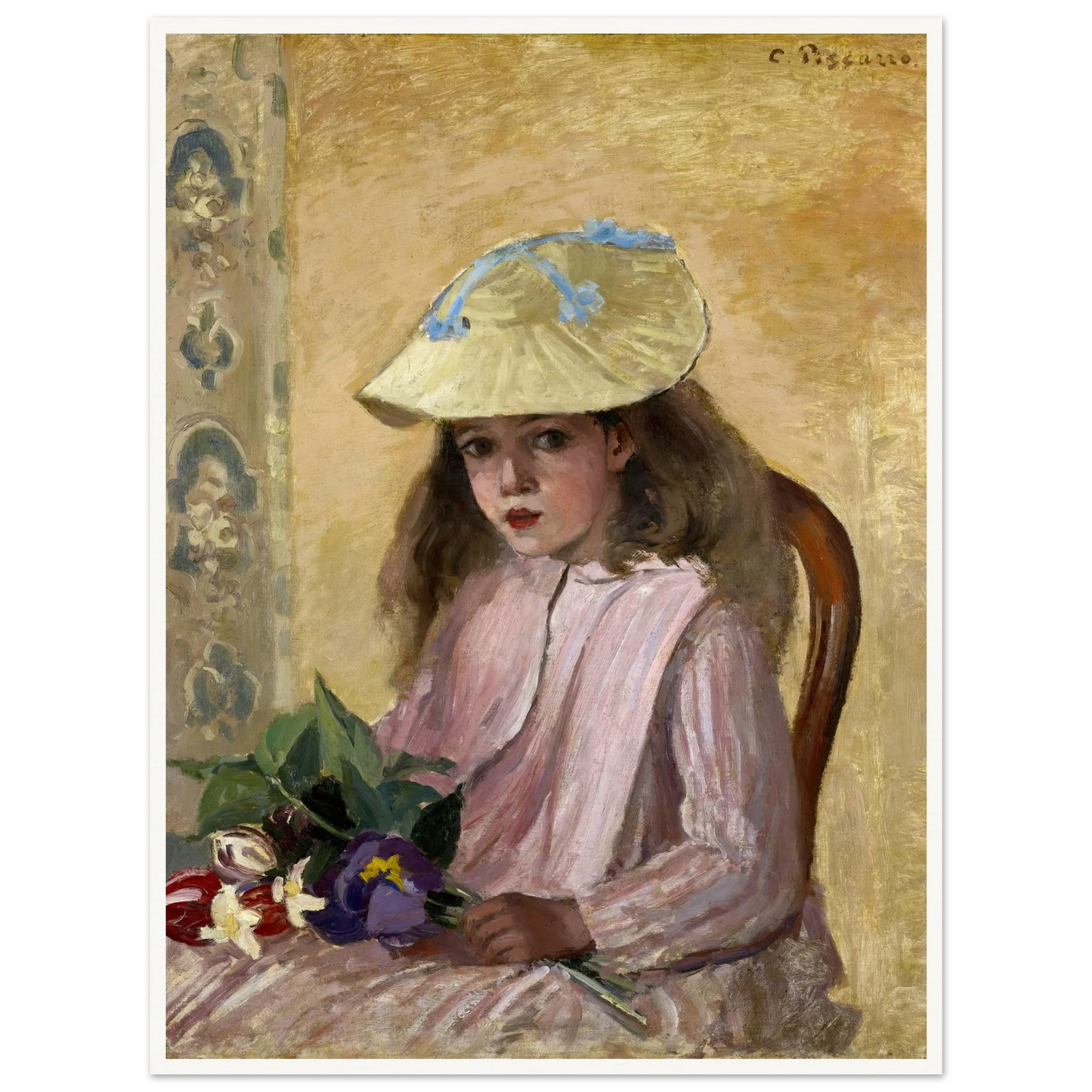 Portrait of the Artist’s Daughter (1872) Art Print | Camille Pissarro - Framed Poster - 30x40 cm / 12x16″ - Black frame