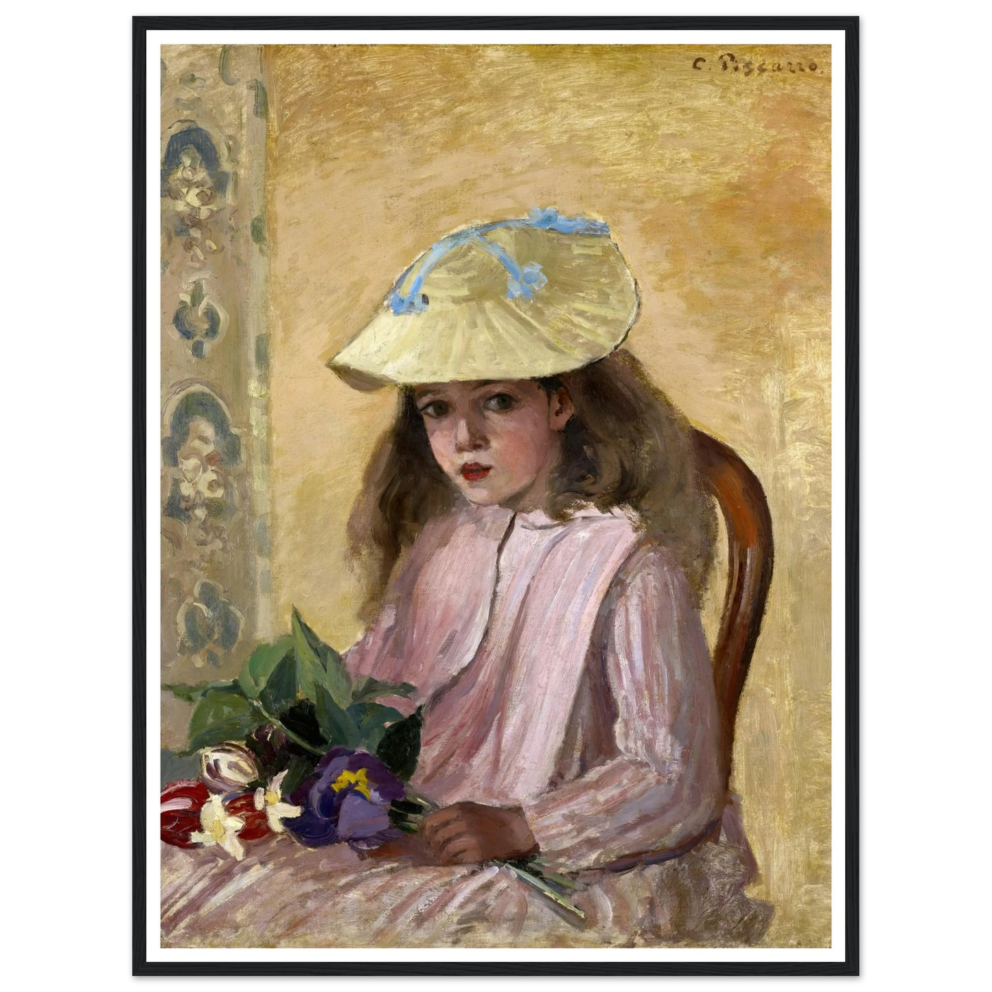 Portrait of the Artist’s Daughter (1872) Art Print | Camille Pissarro - Framed Poster - 30x40 cm / 12x16″ - Black frame