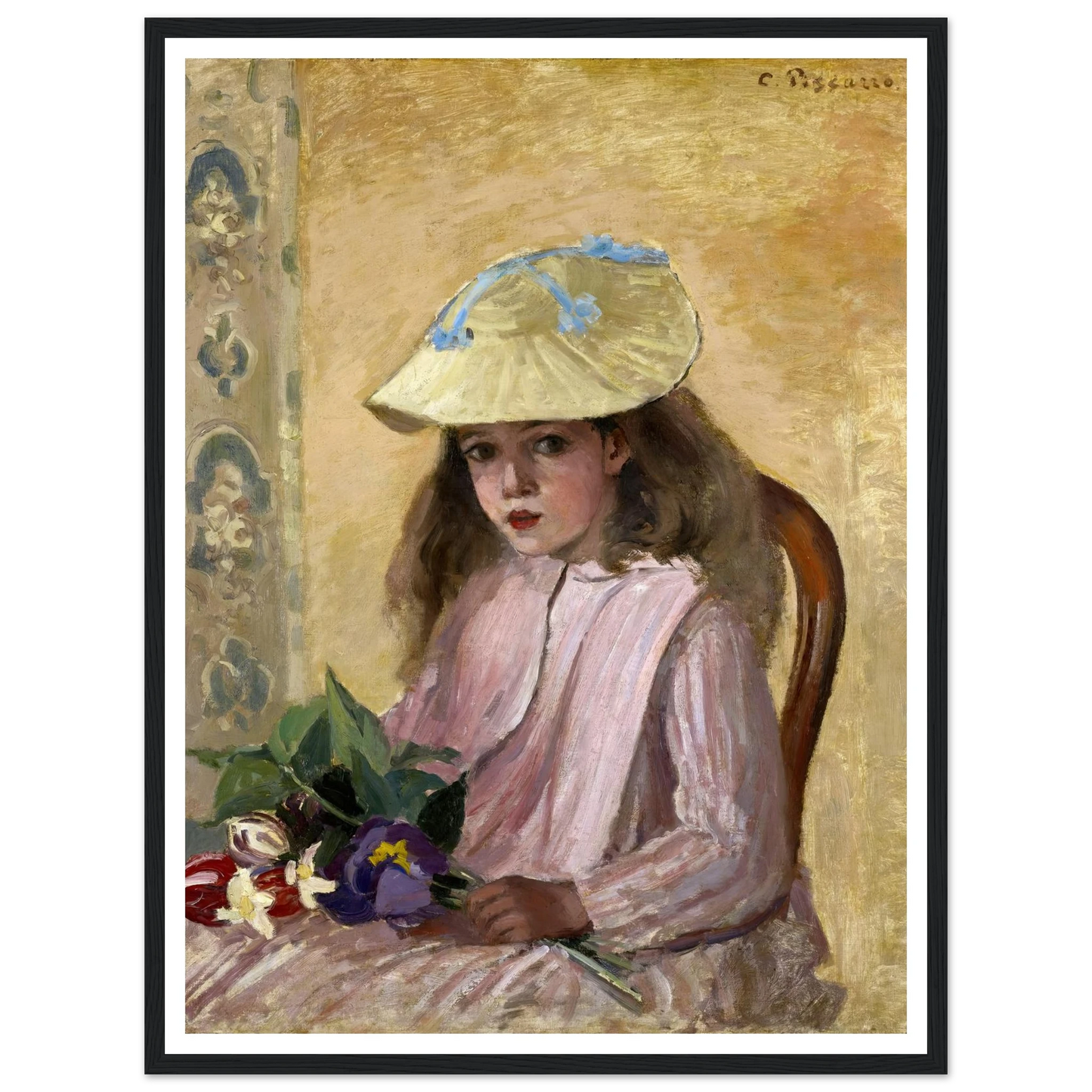 Portrait of the Artist’s Daughter (1872) Art Print | Camille Pissarro - Framed Poster - 30x40 cm / 12x16″ - Black frame