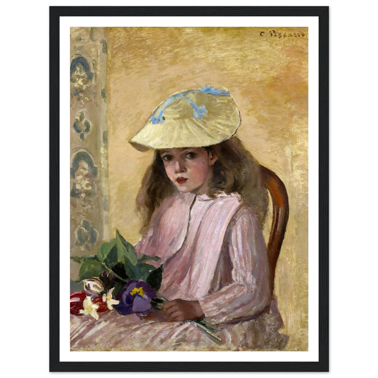 Portrait of the Artist’s Daughter (1872) Art Print | Camille Pissarro - Framed Poster - 30x40 cm / 12x16″ - Black frame