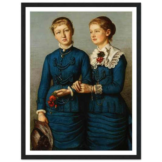 Portrait of the two daughters of the Haag family (1883) Art Print | Hans Thoma - Framed Poster - 30x40 cm / 12x16″ - Black frame