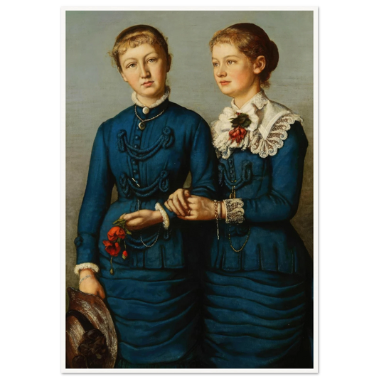 Portrait of the two daughters of the Haag family (1883) Art Print | Hans Thoma - Framed Poster - 30x40 cm / 12x16″ - Black frame